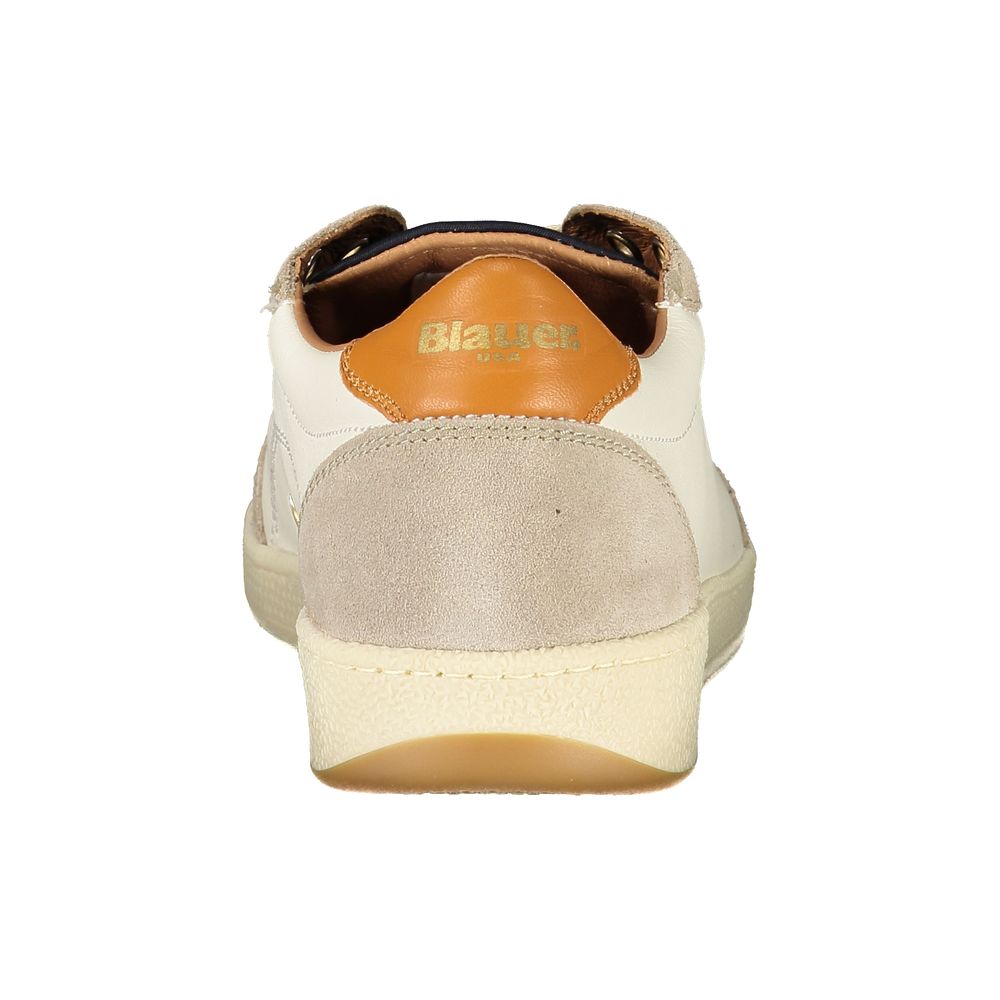 Blauer White Leather Men Men's Sneaker