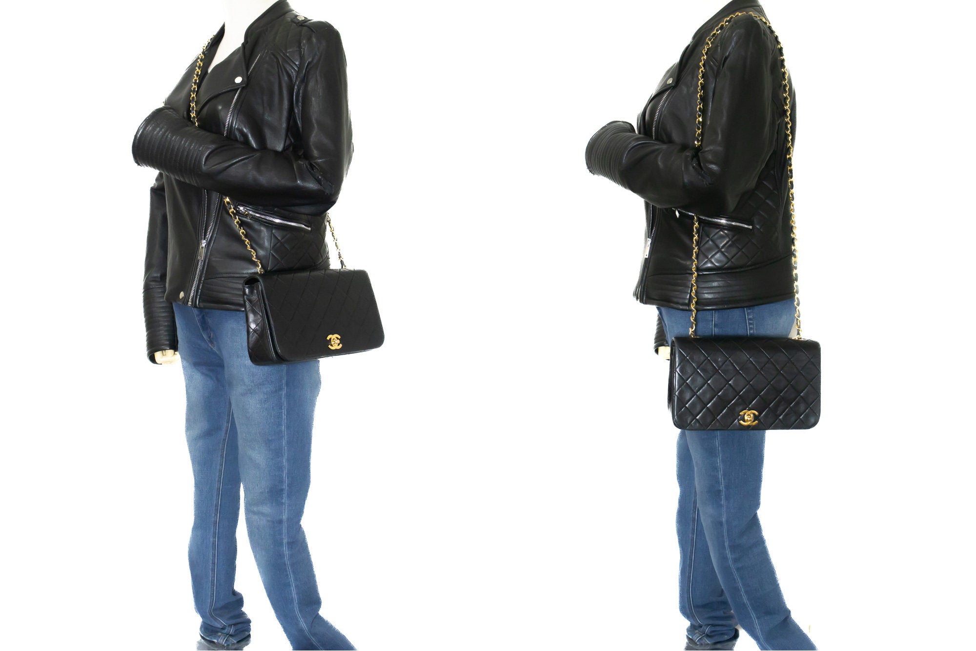 Chanel Mademoiselle Black Leather Shoulder Bag (Pre-Owned)