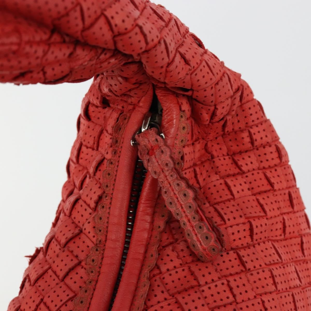 Bottega Veneta Intrecciato Shoulder Leather Red Leather Shoulder Bag Bag (Pre-Owned)