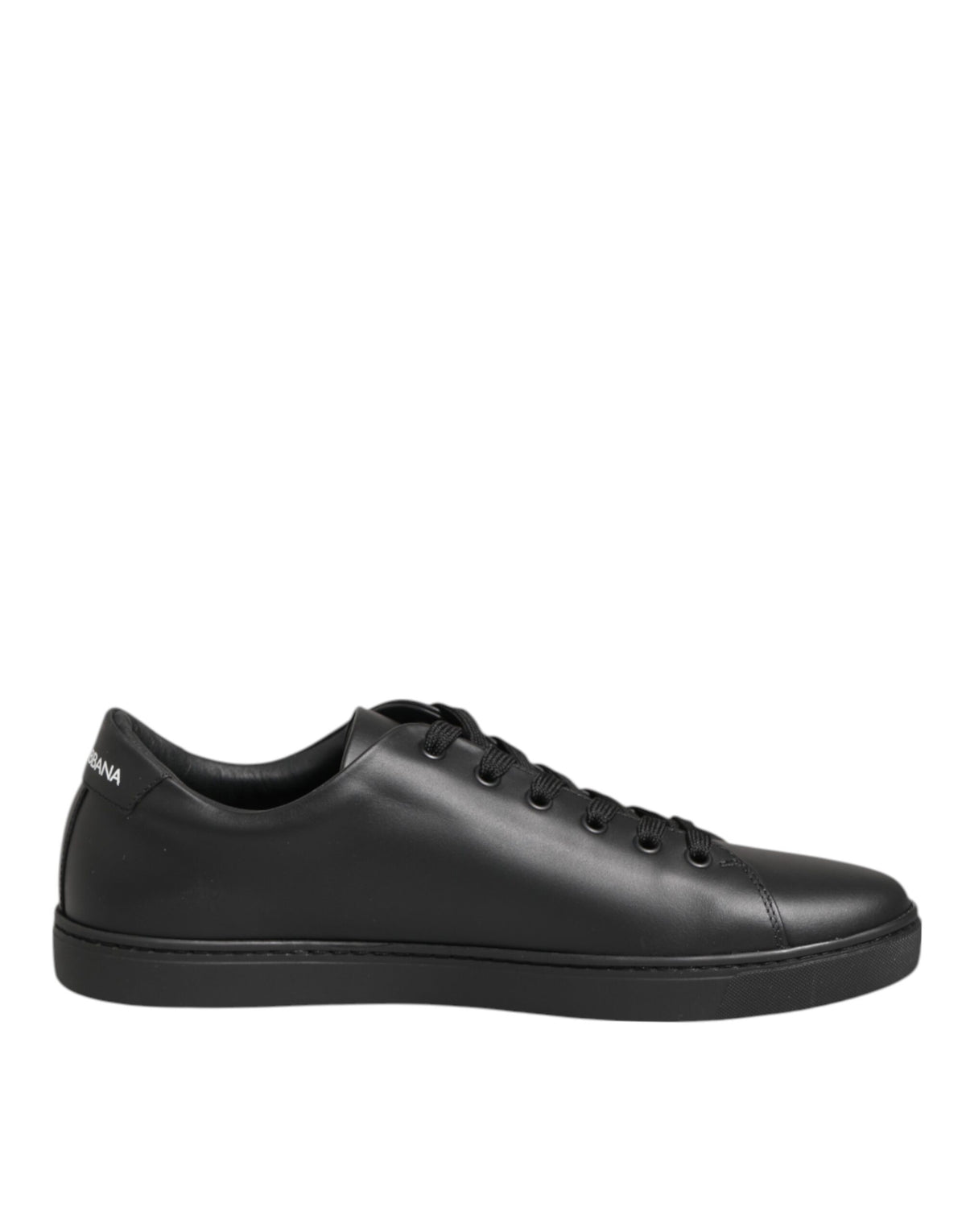 Dolce & Gabbana Black Leather Crystal Heart Sneakers Women's Shoes