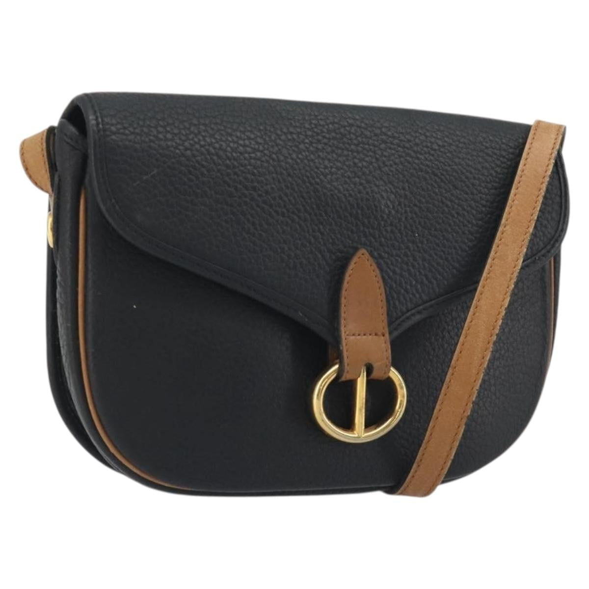 Christian Dior Vintage Cd Flap Leather Black Leather Shoulder Bag Bag (Pre-Owned)