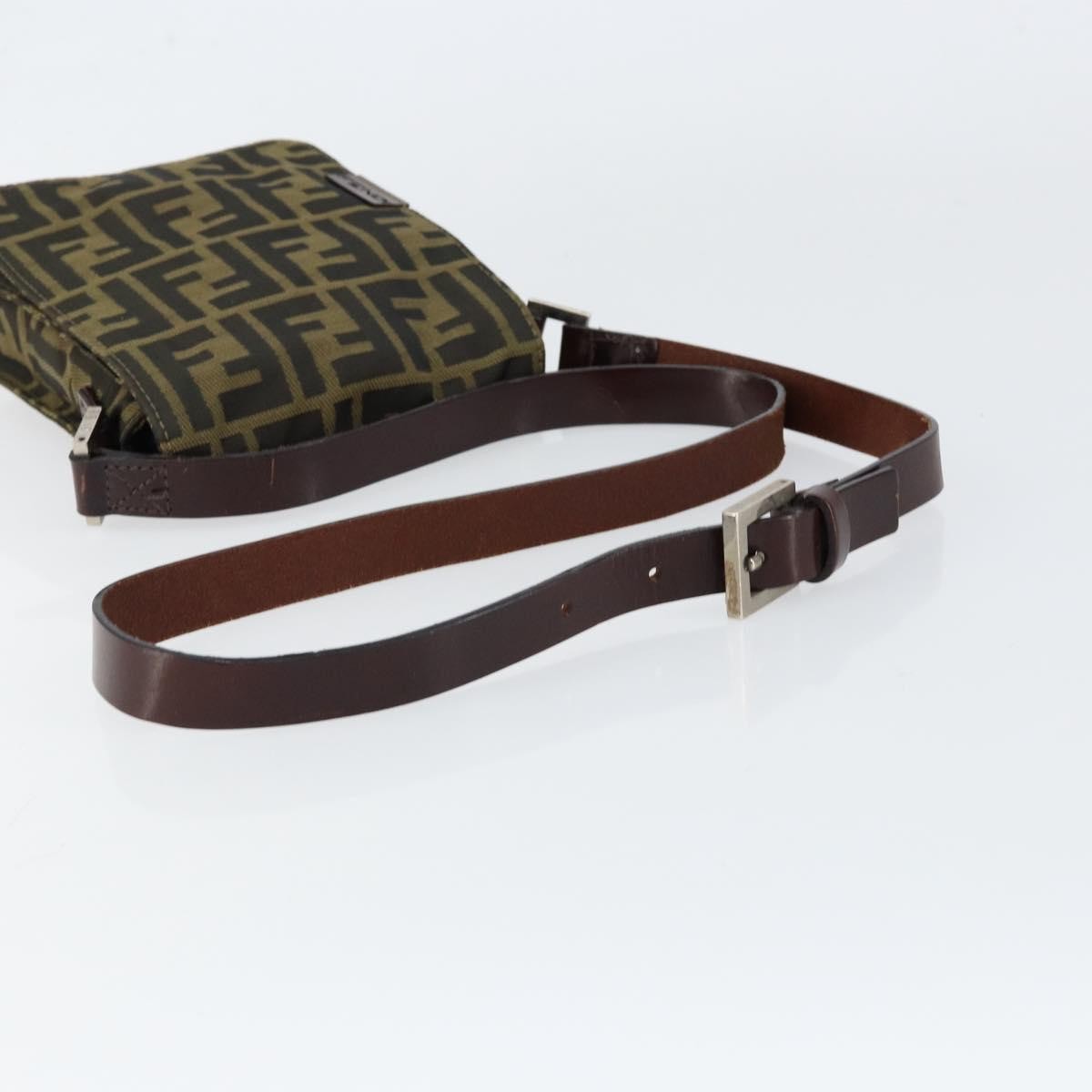 Fendi Flat Messenger Zucca Canvas Brown Canvas Shoulder Bag Bag (Pre-Owned)