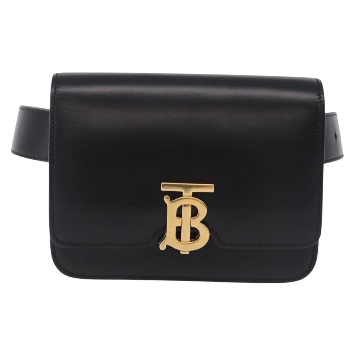 Burberry Tb Belt Leather Black Leather Clutche & Pouche Bag (Pre-Owned)