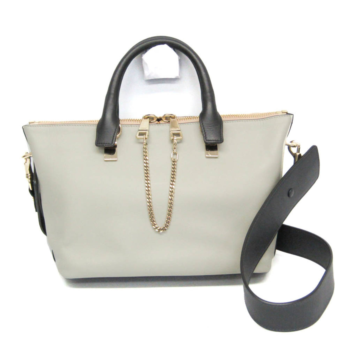 Chloe Bicolor Baylee Satchel Leather Gray Leather Handbag (Pre-Owned)