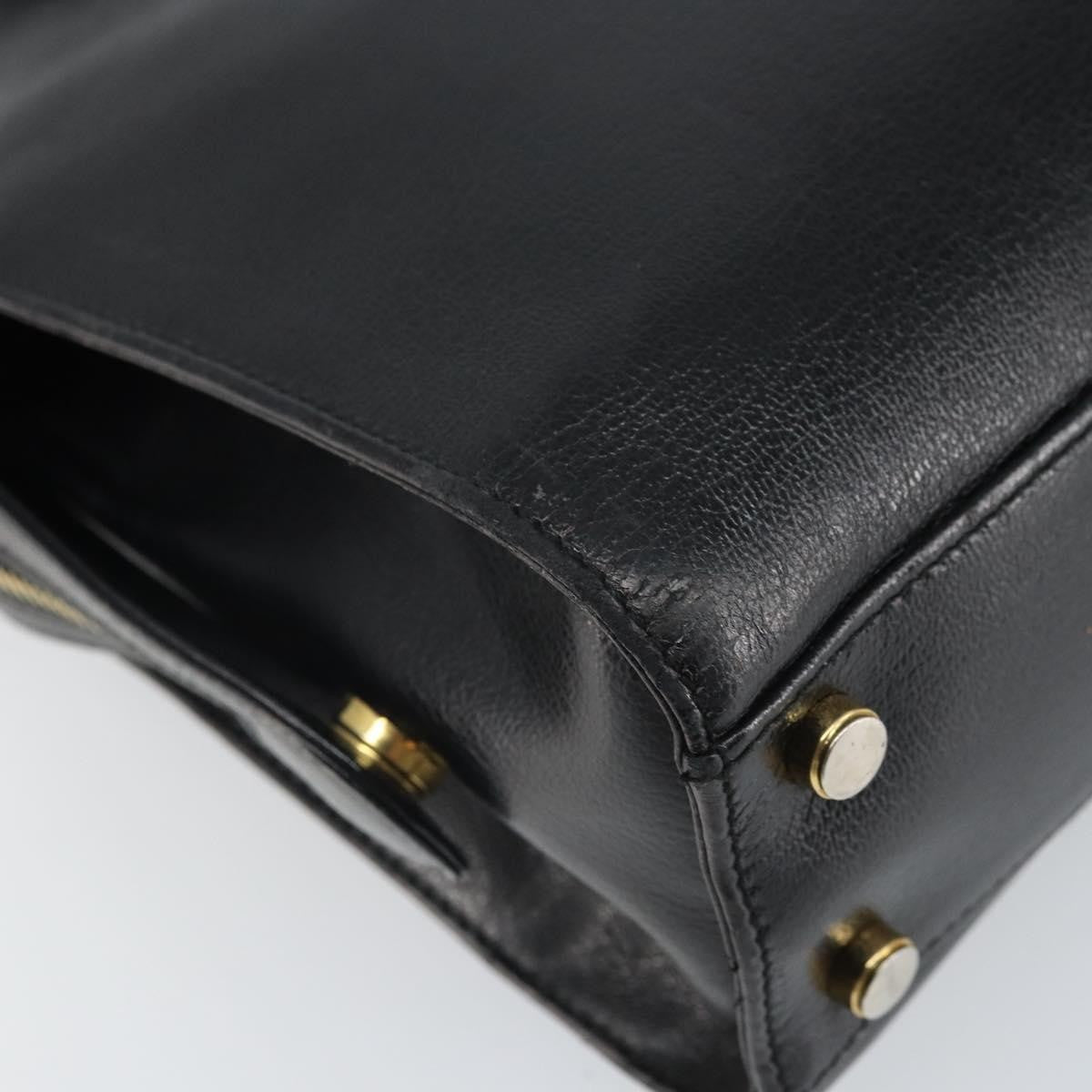 Salvatore Ferragamo Gancini Leather Black Leather Shoulder Bag Bag (Pre-Owned)