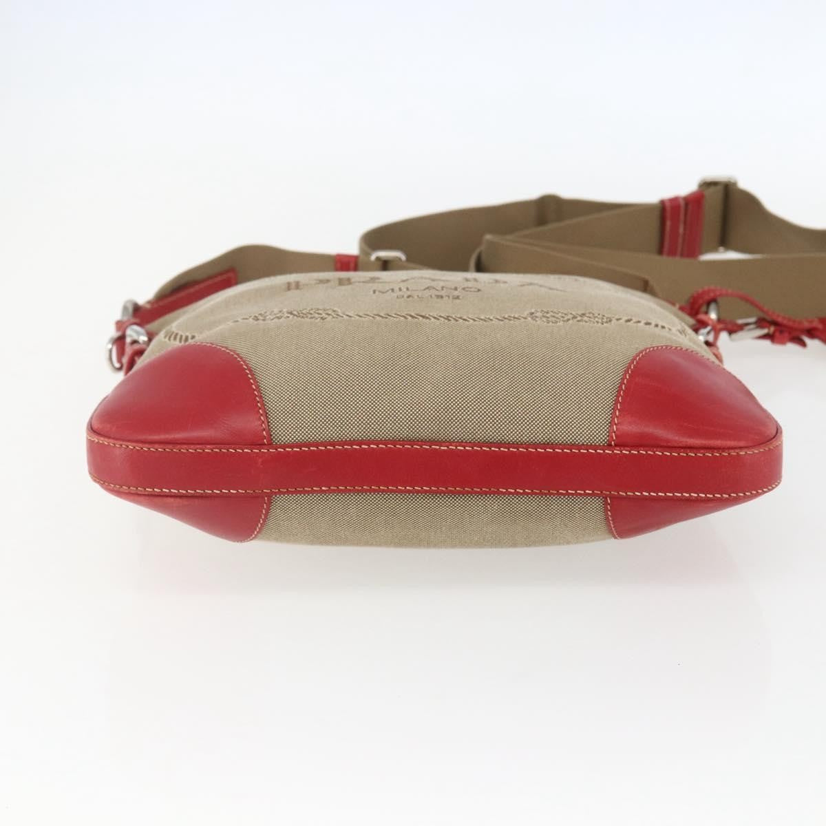 Prada Logo Zip Canvas Beige Canvas Shoulder Bag Bag (Pre-Owned)