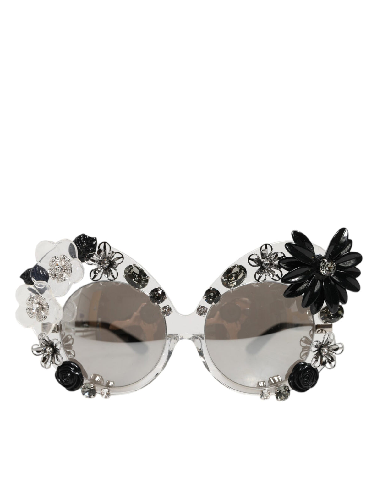 Dolce & Gabbana Transparent DG4292 Round Crystal Flowers Women's Sunglasses (Pre-Owned)