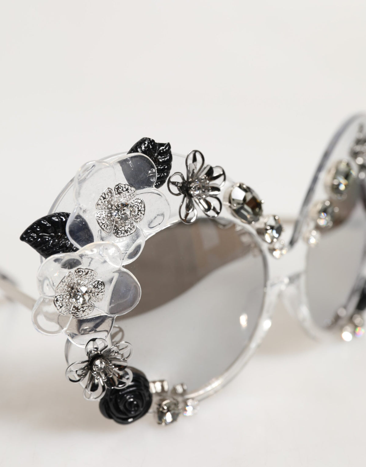 Dolce & Gabbana Transparent DG4292 Round Crystal Flowers Women's Sunglasses (Pre-Owned)
