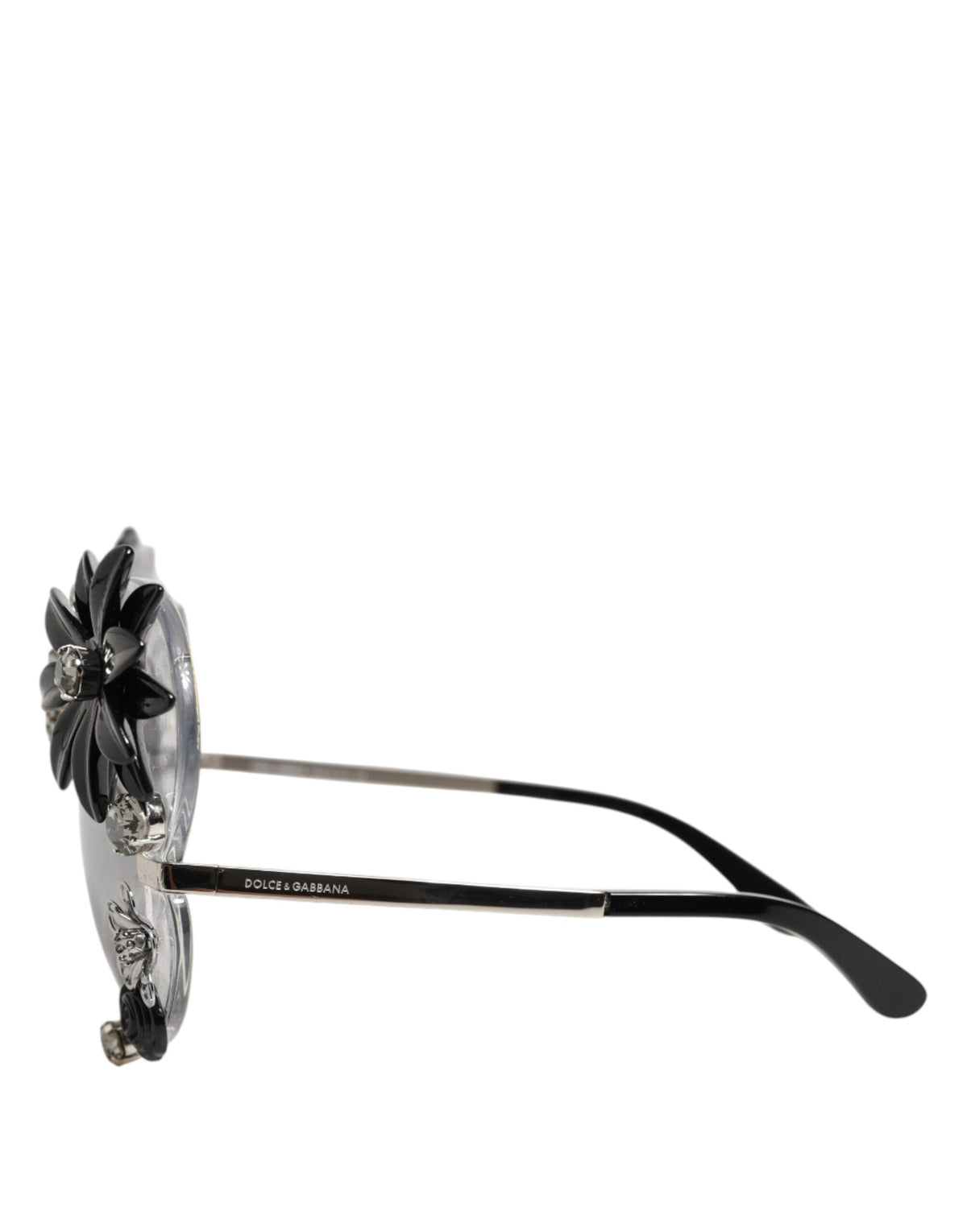 Dolce & Gabbana Transparent DG4292 Round Crystal Flowers Women's Sunglasses (Pre-Owned)