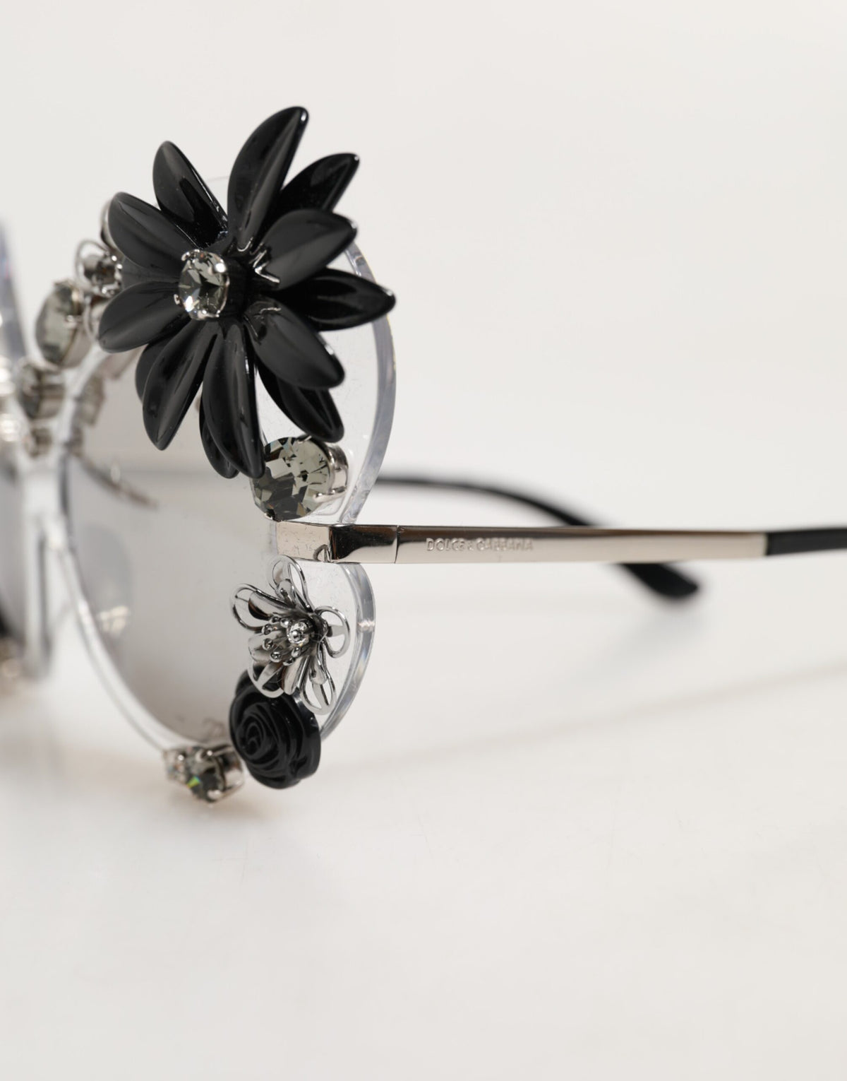 Dolce & Gabbana Transparent DG4292 Round Crystal Flowers Women's Sunglasses (Pre-Owned)