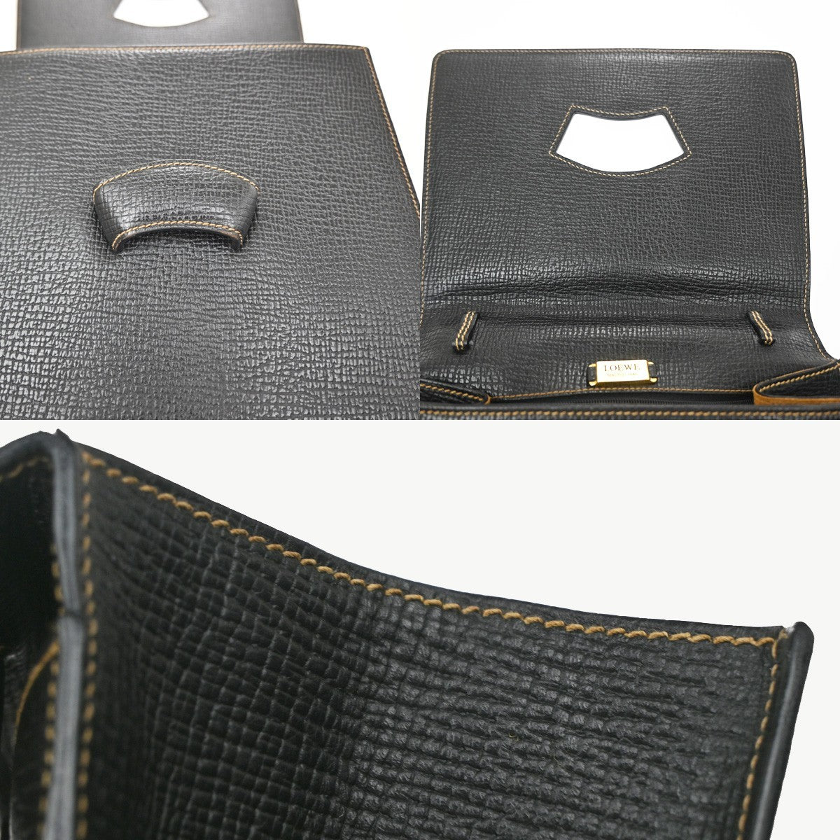 Loewe Barcelona Top Handle Leather Black Leather Handbag (Pre-Owned)