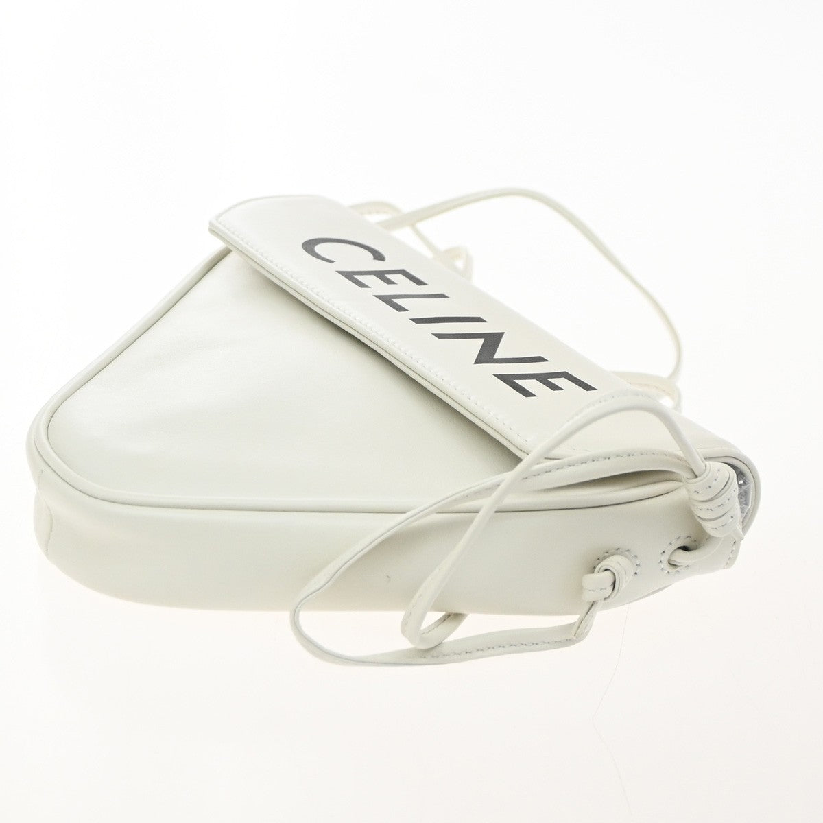 Celine Triangle Leather White Leather Shoulder Bag Bag (Pre-Owned)