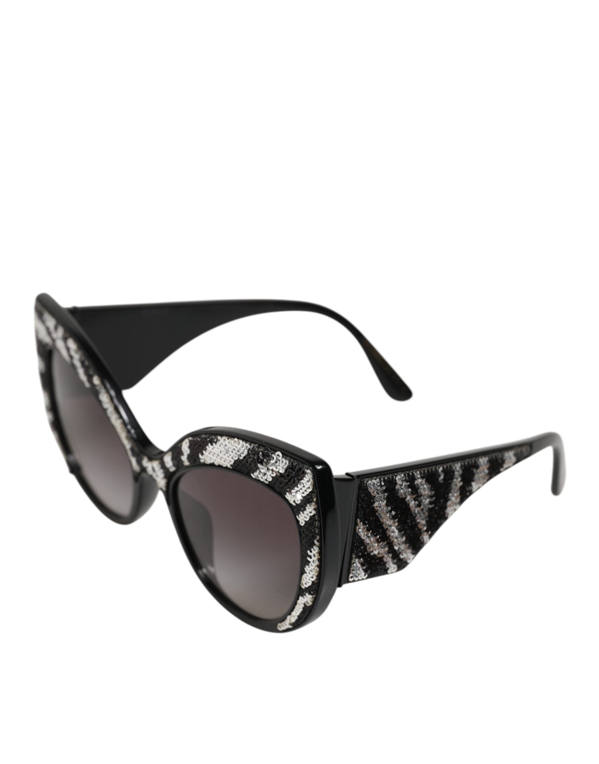 Dolce & Gabbana Black Silver Sequin Butterfly Polarized Women's Sunglasses