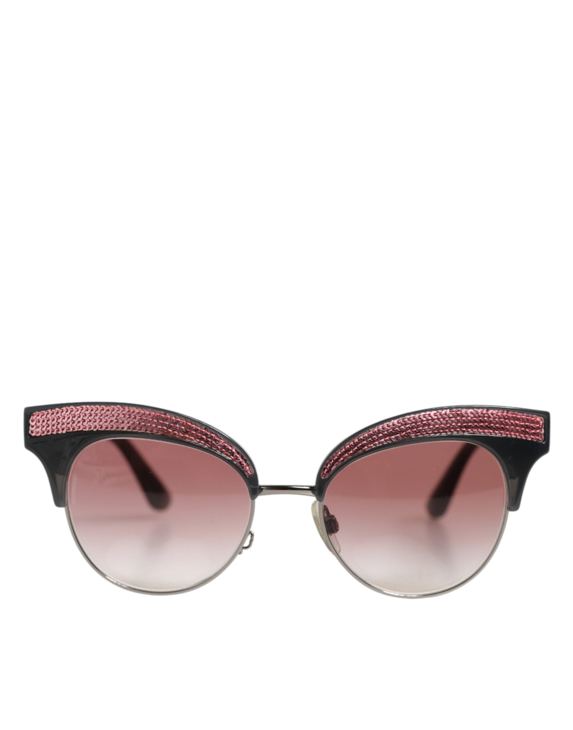 Dolce & Gabbana Black Pink Mirrored Cat Eye Sequined Women's Sunglasses (Pre-Owned)