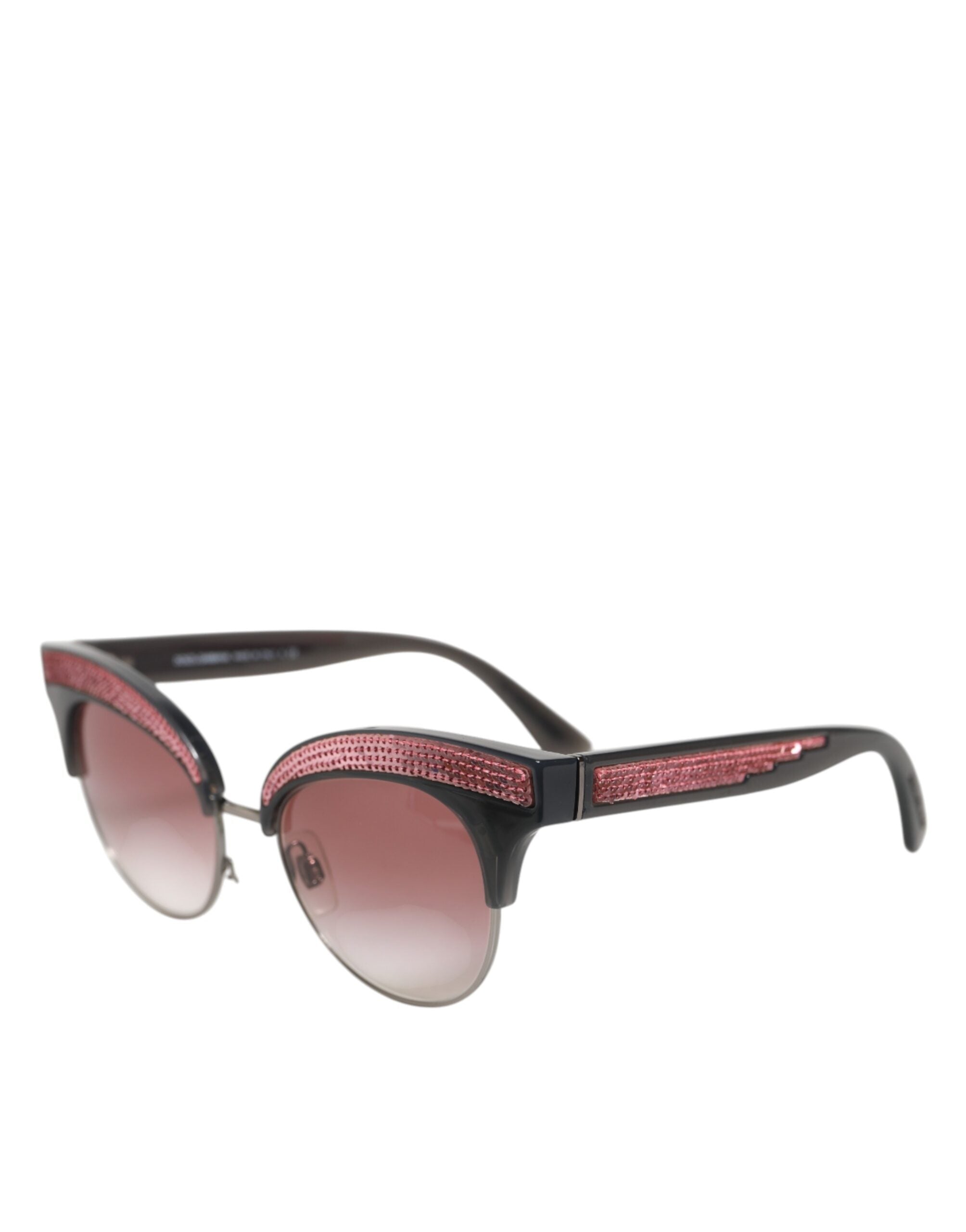 Dolce & Gabbana Black Pink Mirrored Cat Eye Sequined Women's Sunglasses (Pre-Owned)