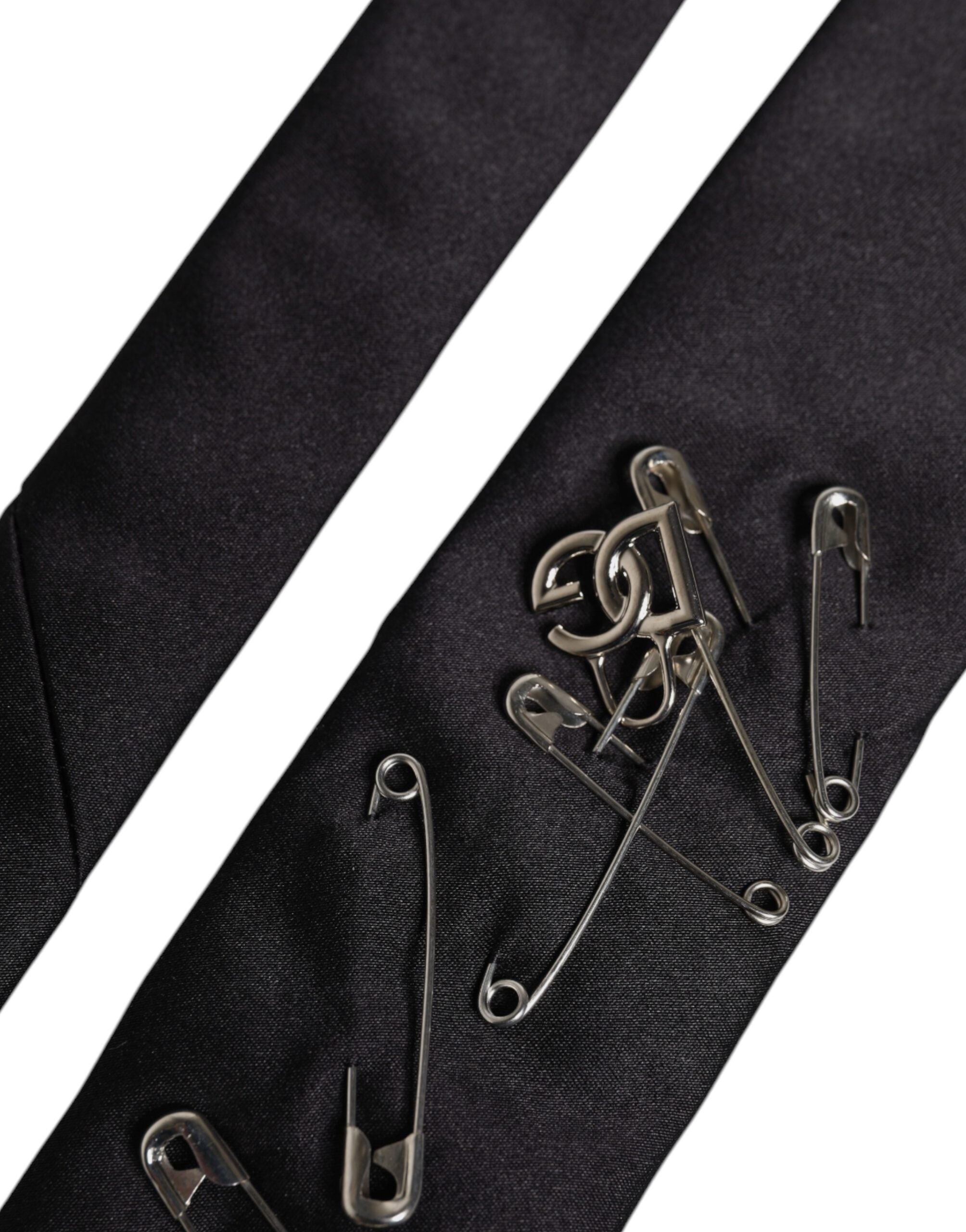 Dolce & Gabbana Black Safety Pins Silk Adjustable NeckMen's Accessory Men's Tie