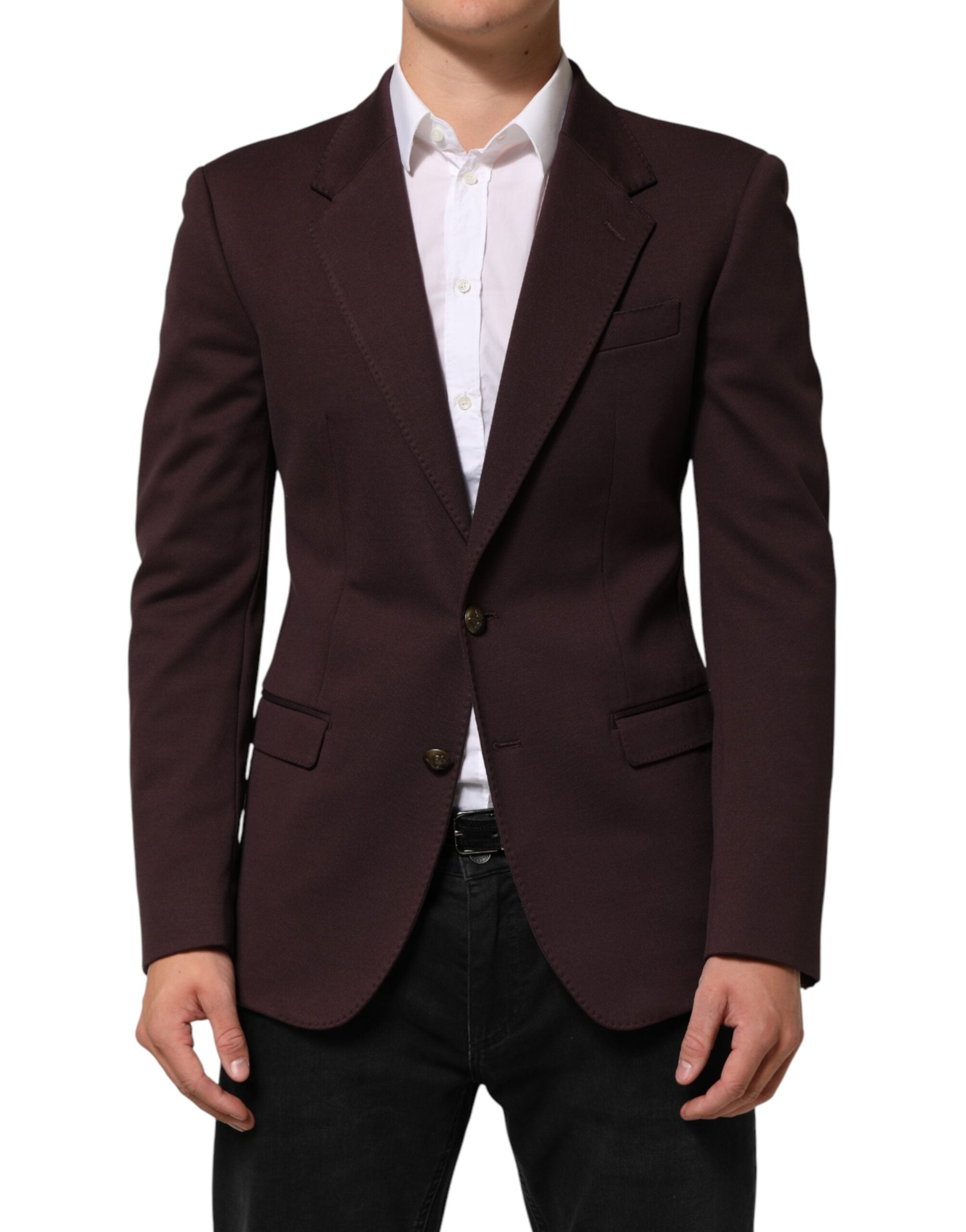 Dolce & Gabbana Maroon Cotton 2 Buttons Suit Jacket Men's Blazer