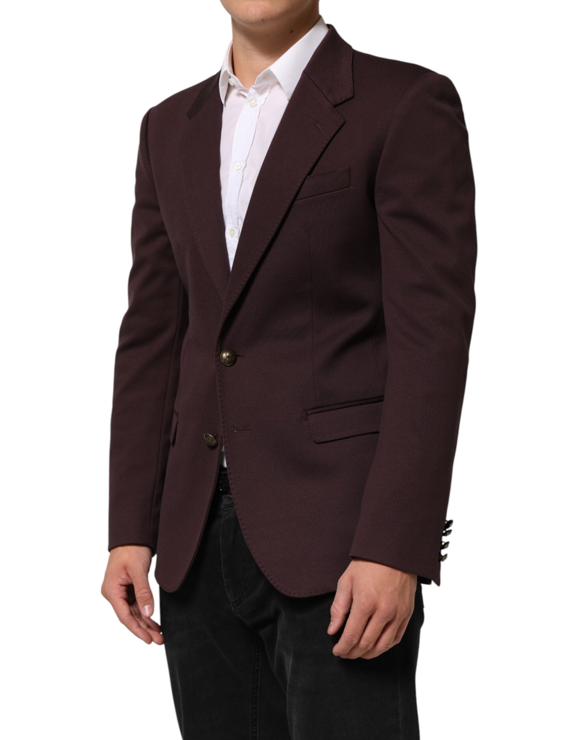 Dolce & Gabbana Maroon Cotton 2 Buttons Suit Jacket Men's Blazer