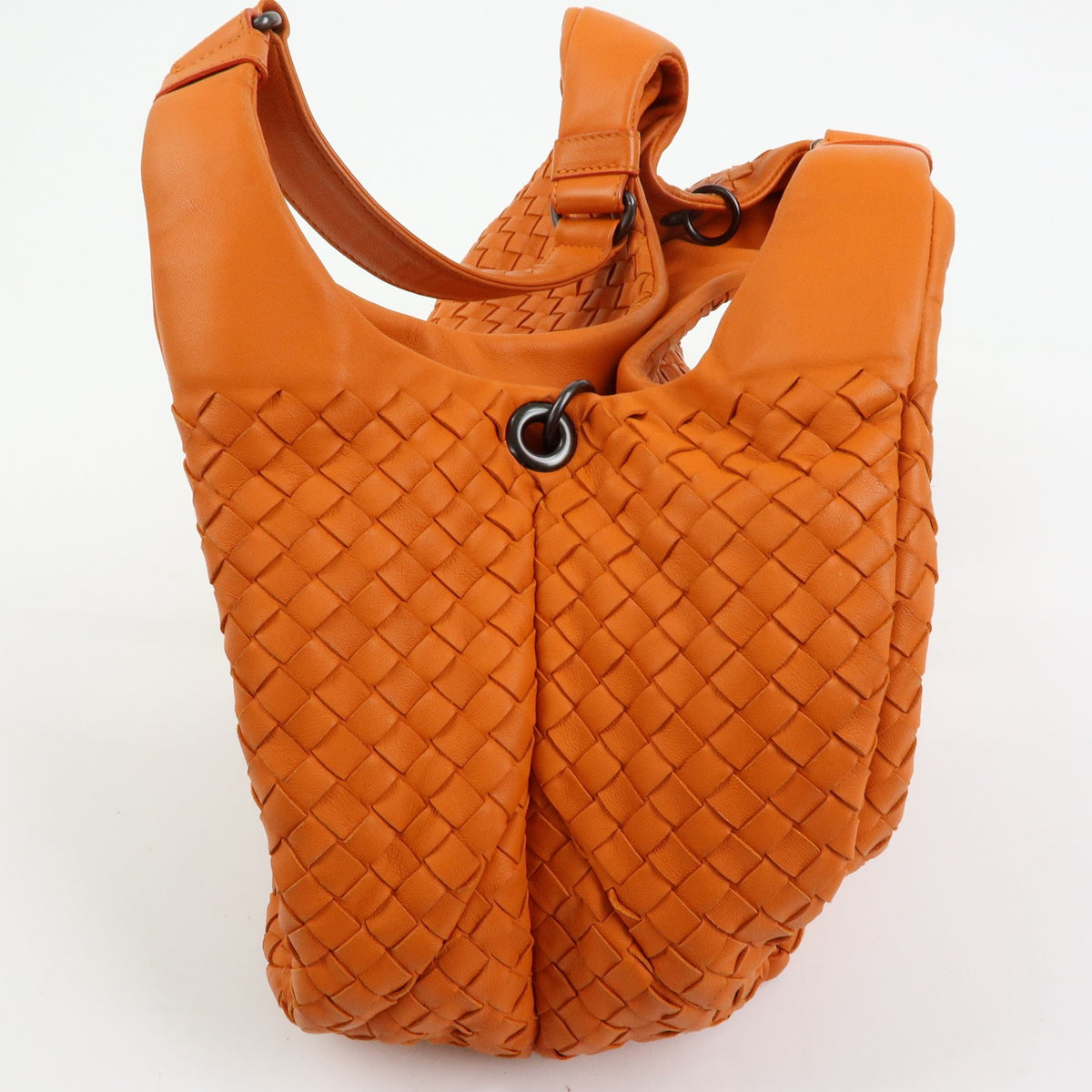 Bottega Veneta Campana Hobo Intrecciato Nappa Orange Leather Shoulder Bag Bag (Pre-Owned)