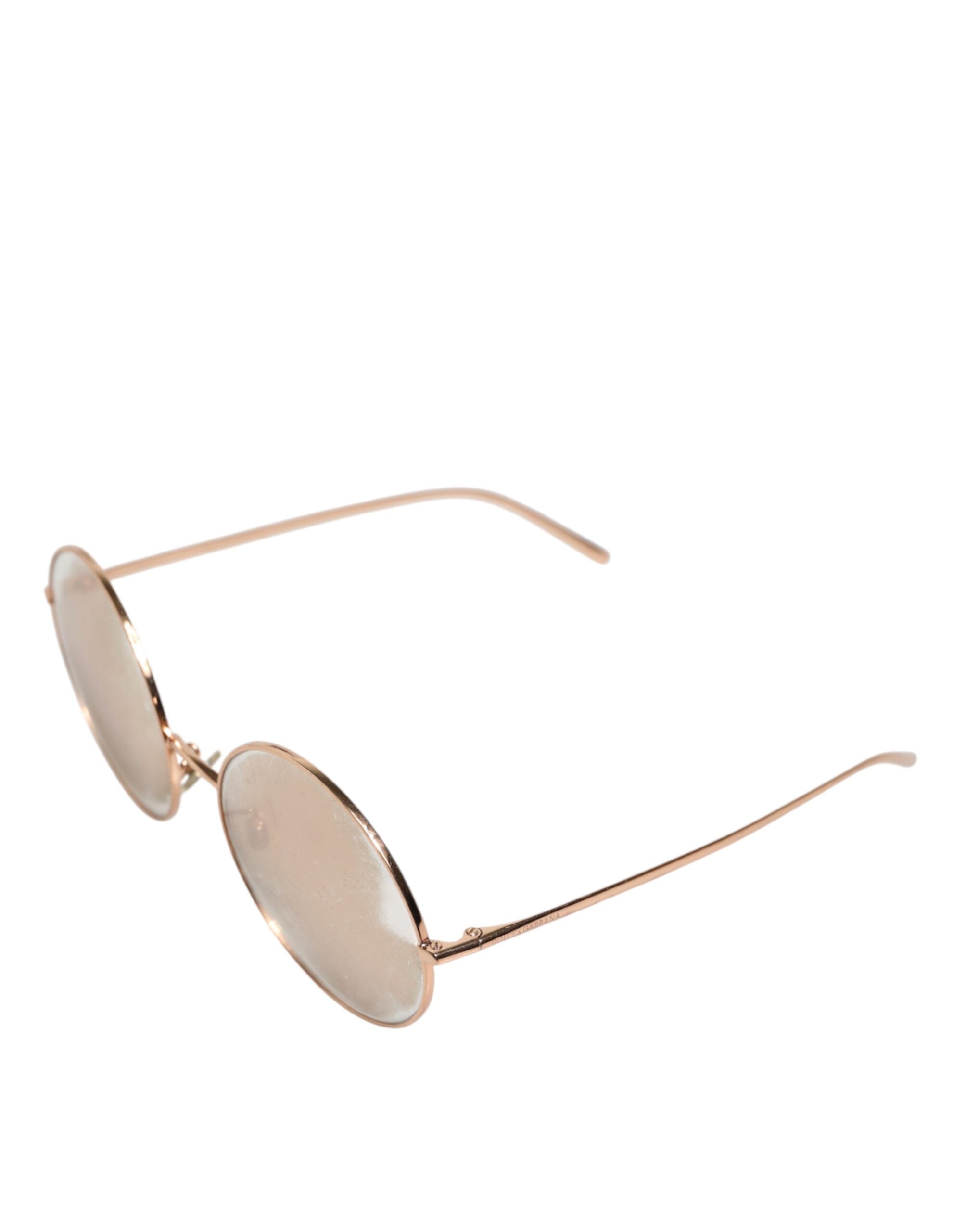 Dolce & Gabbana Rose Gold Plated Round Lenses Shades Eyewear Women's Sunglasses (Pre-Owned)