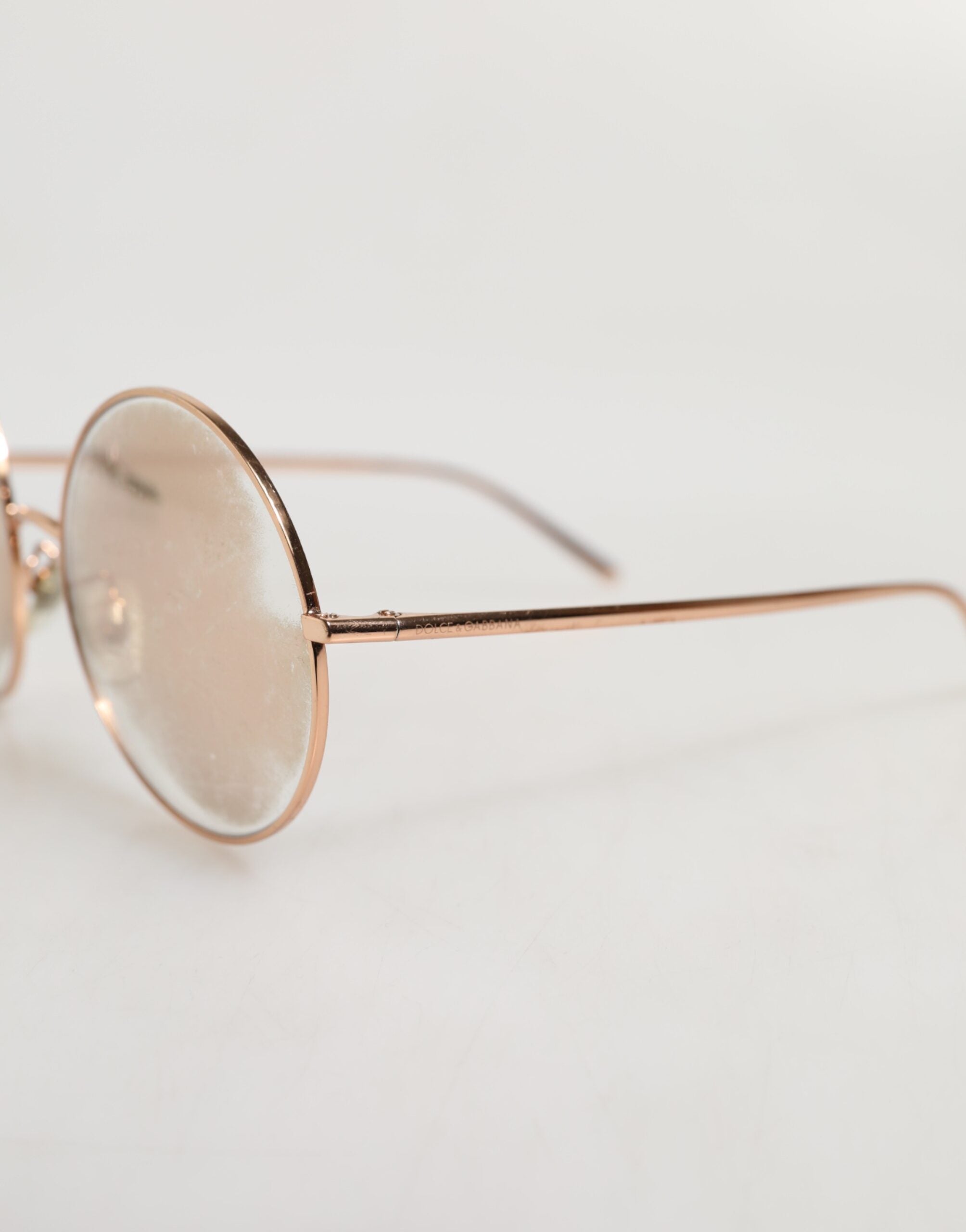 Dolce & Gabbana Rose Gold Plated Round Lenses Shades Eyewear Women's Sunglasses (Pre-Owned)