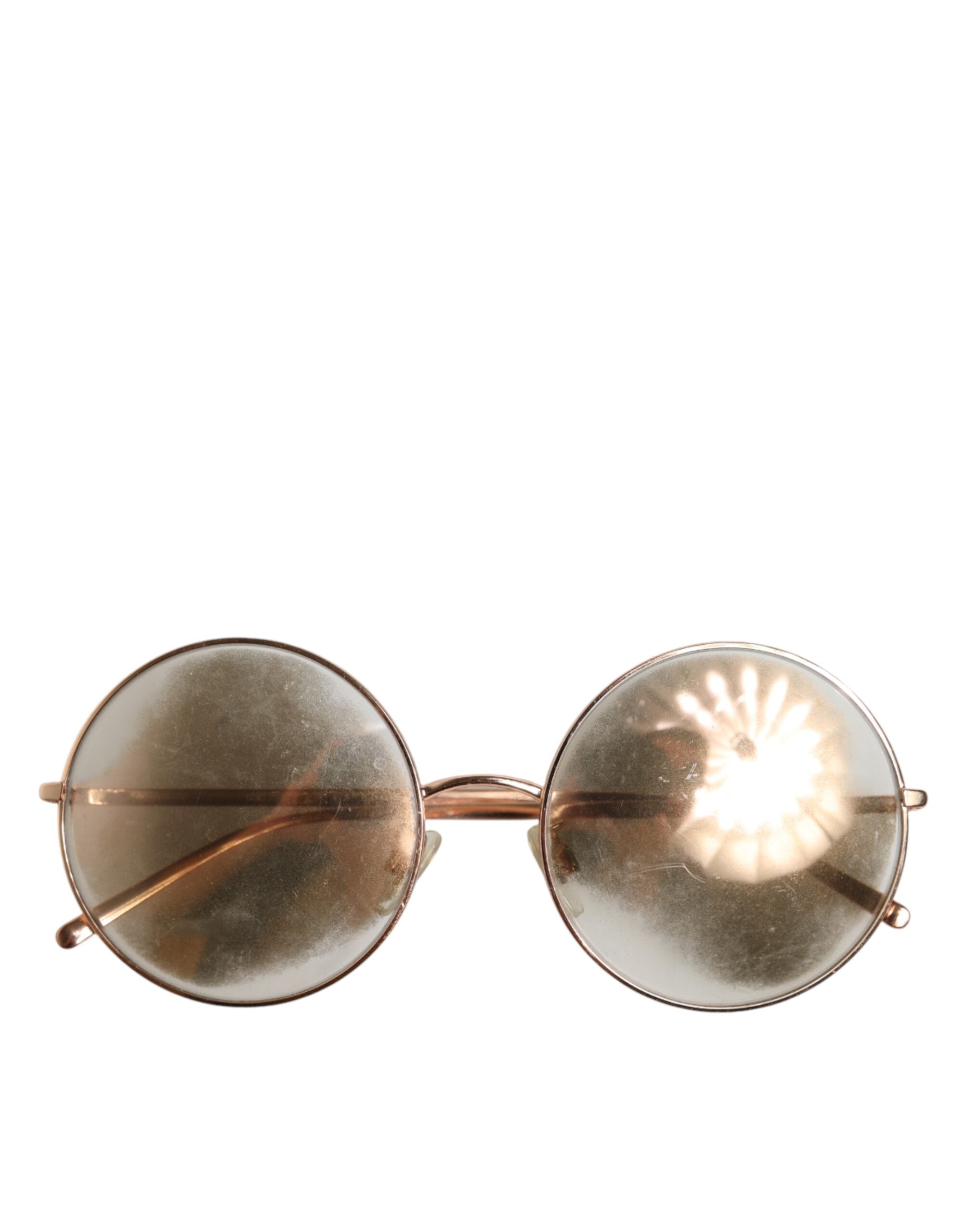 Dolce & Gabbana Rose Gold Plated Round Lenses Shades Eyewear Women's Sunglasses (Pre-Owned)