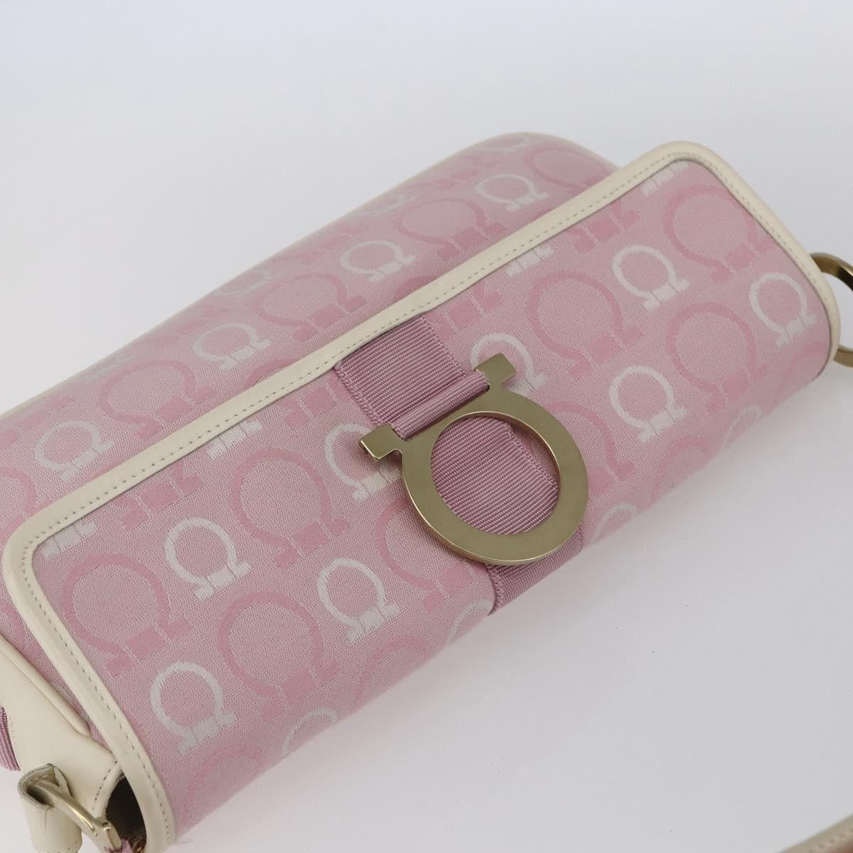 Salvatore Ferragamo Gancini Canvas Pink Canvas Shoulder Bag Bag (Pre-Owned)