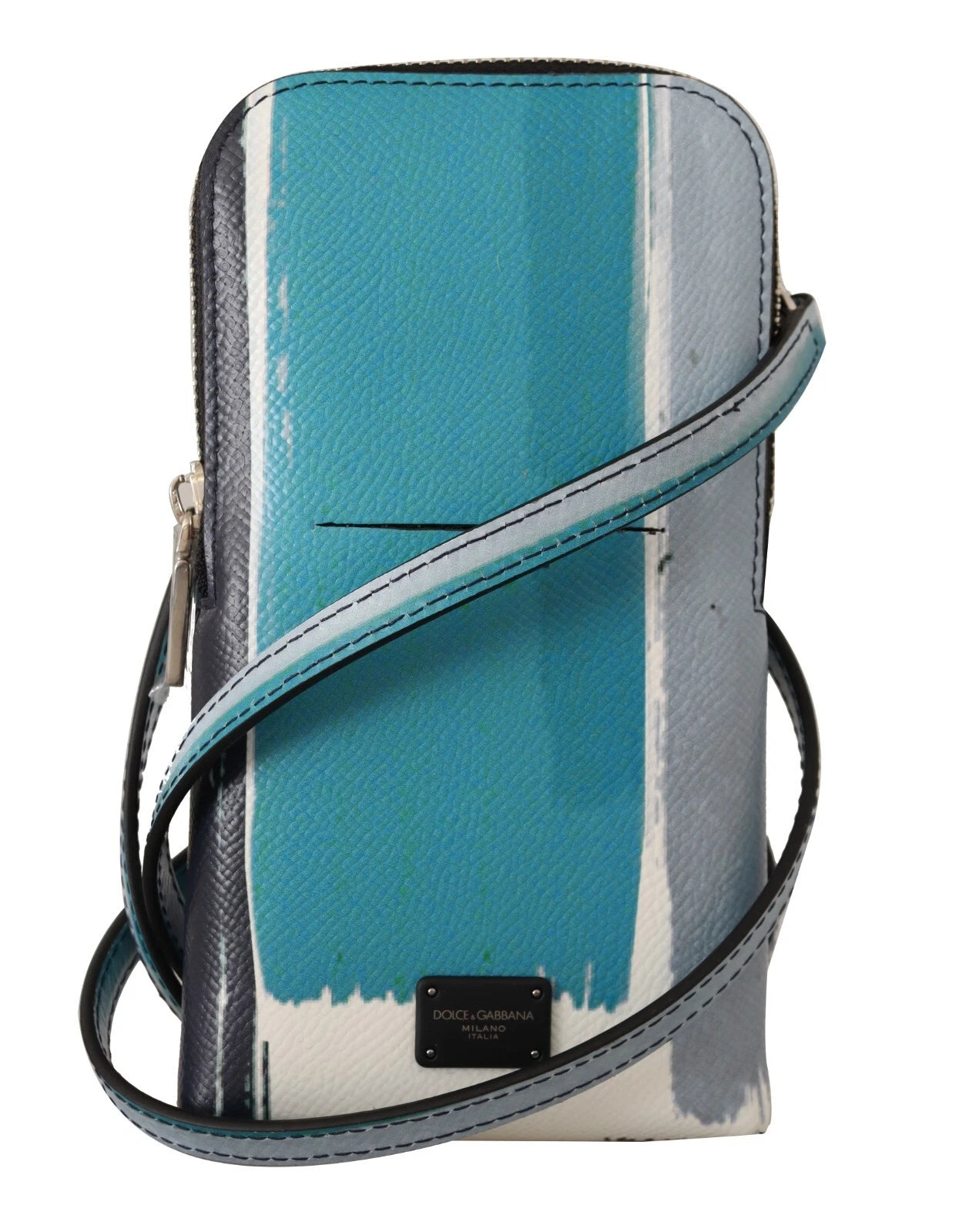 Dolce & Gabbana Blue Leather Cross Body Neck Strap Card Slot Phone Men's Pocket