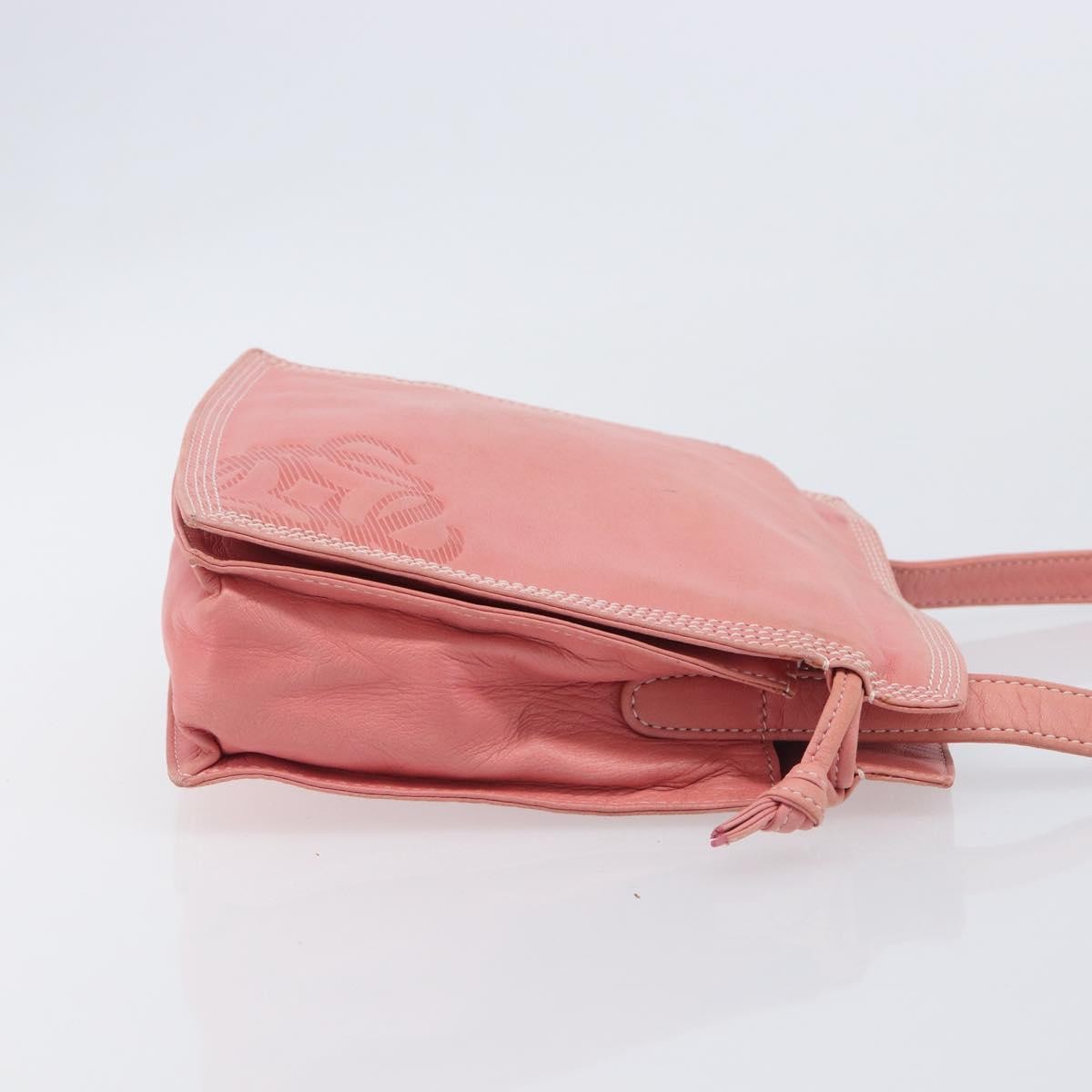 Loewe Shoulder Bag Leather Pink Leather Shoulder Bag Bag (Pre-Owned)