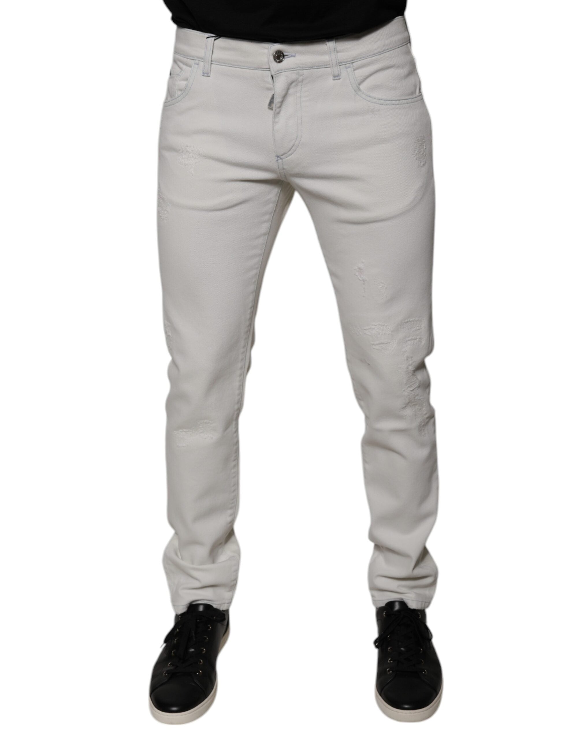 Dolce & Gabbana White Cotton Stretch Skinny Men Denim Men's Jeans