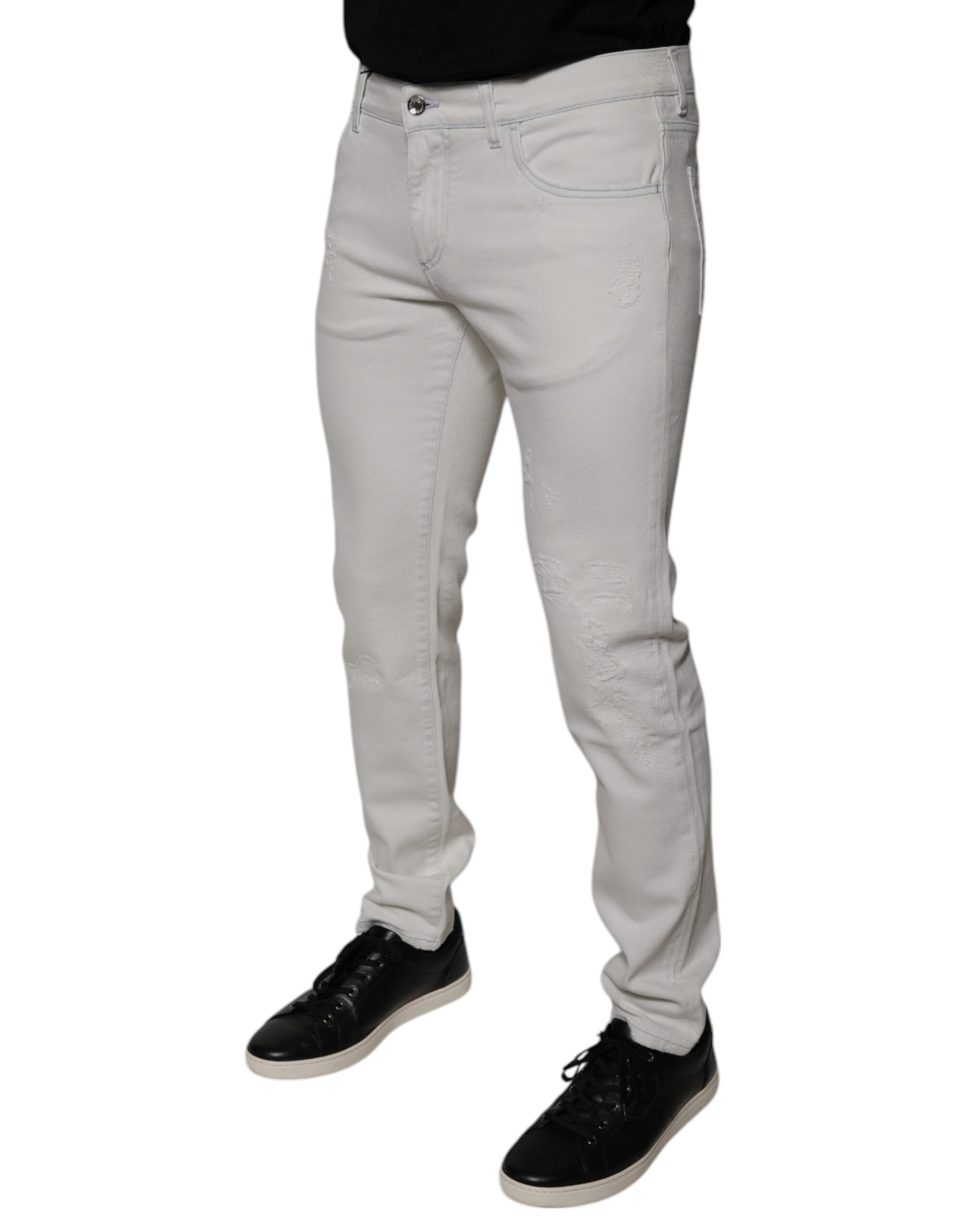Dolce & Gabbana White Cotton Stretch Skinny Men Denim Men's Jeans