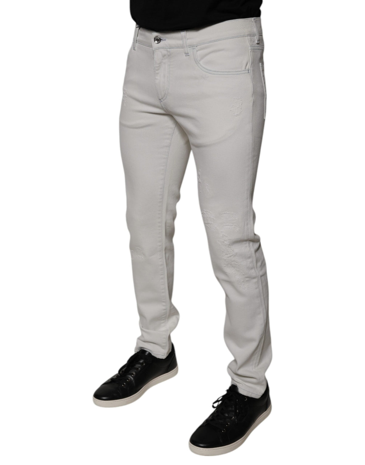 Dolce & Gabbana White Cotton Stretch Skinny Men Denim Men's Jeans