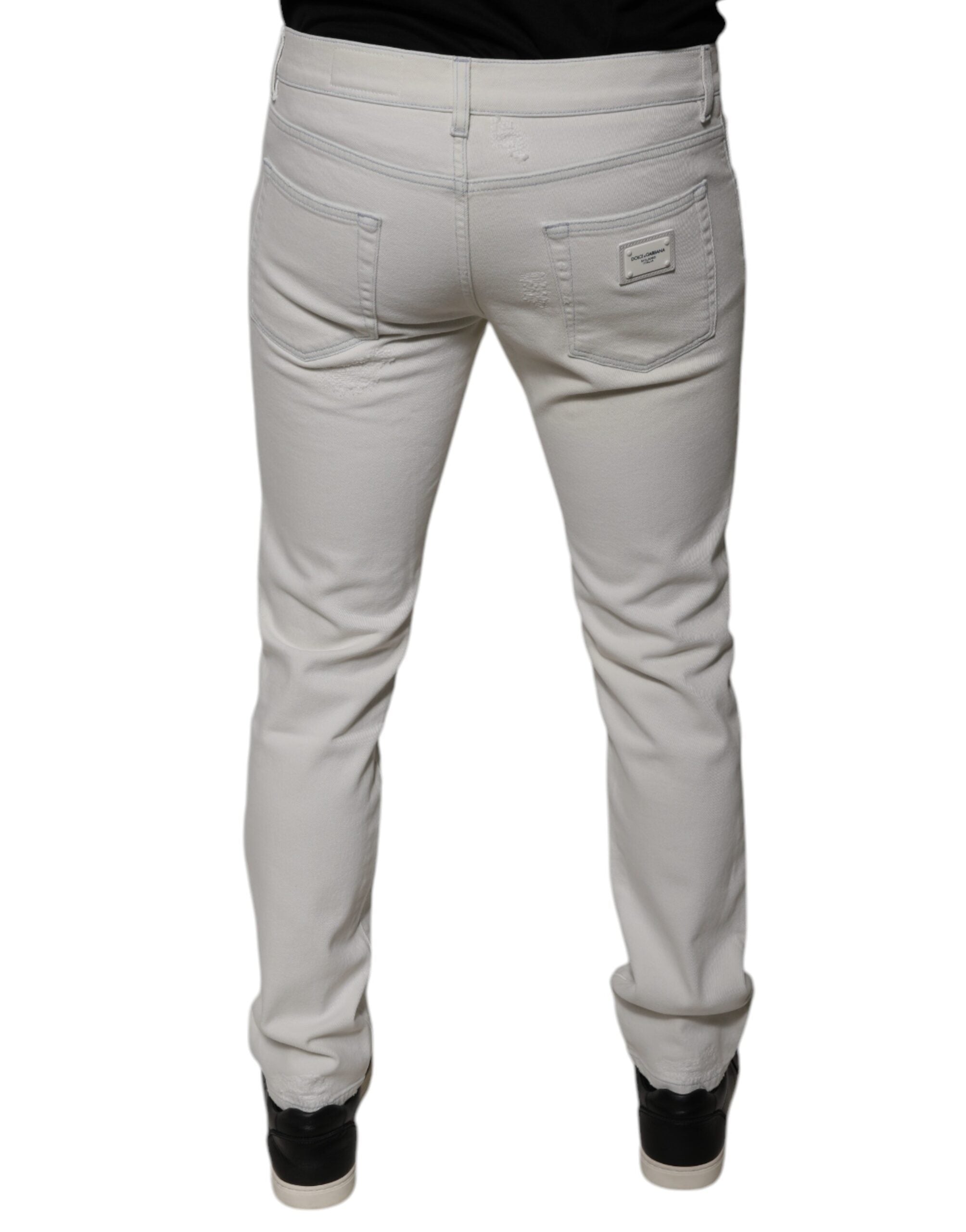 Dolce & Gabbana White Cotton Stretch Skinny Men Denim Men's Jeans