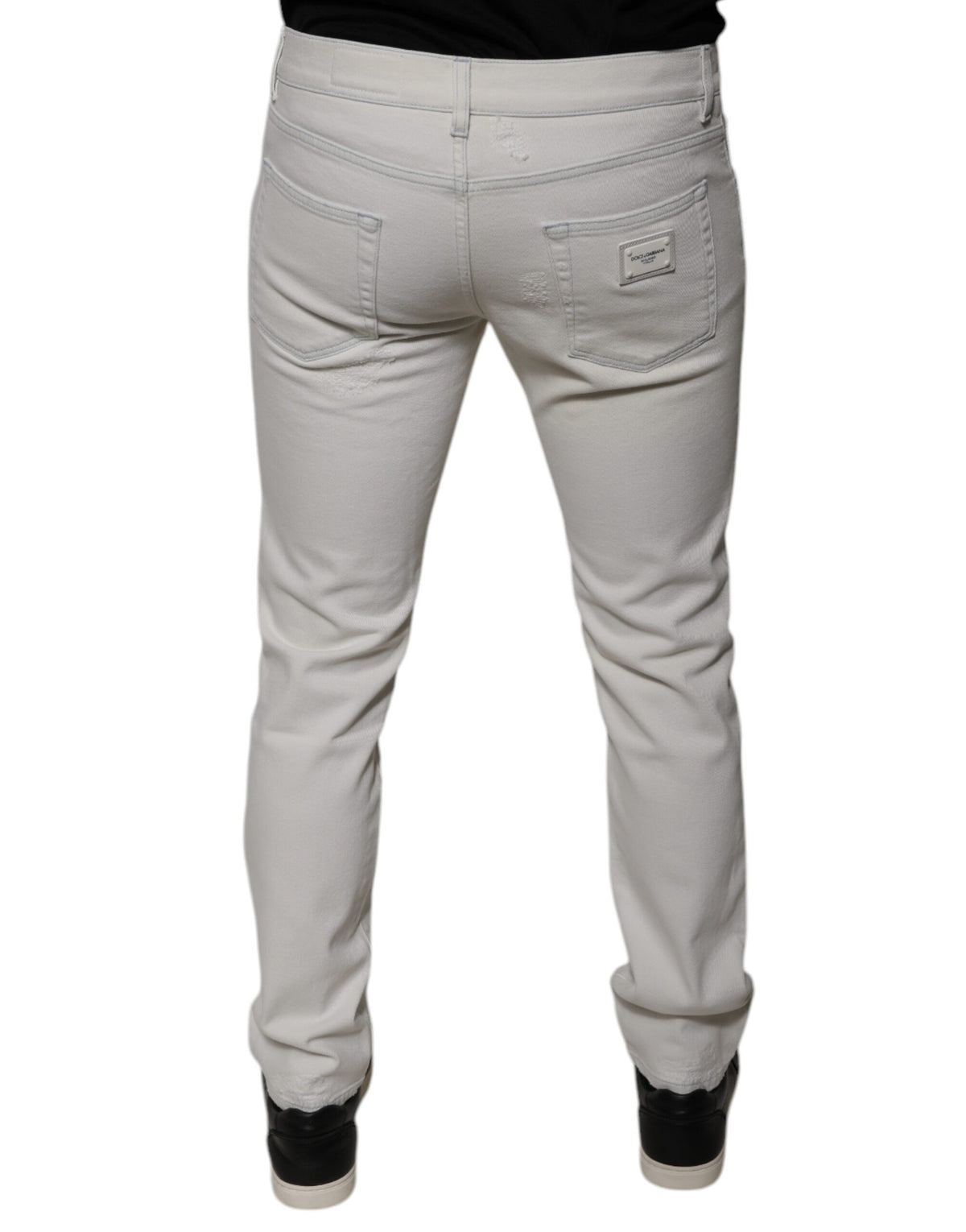 Dolce & Gabbana White Cotton Stretch Skinny Men Denim Men's Jeans