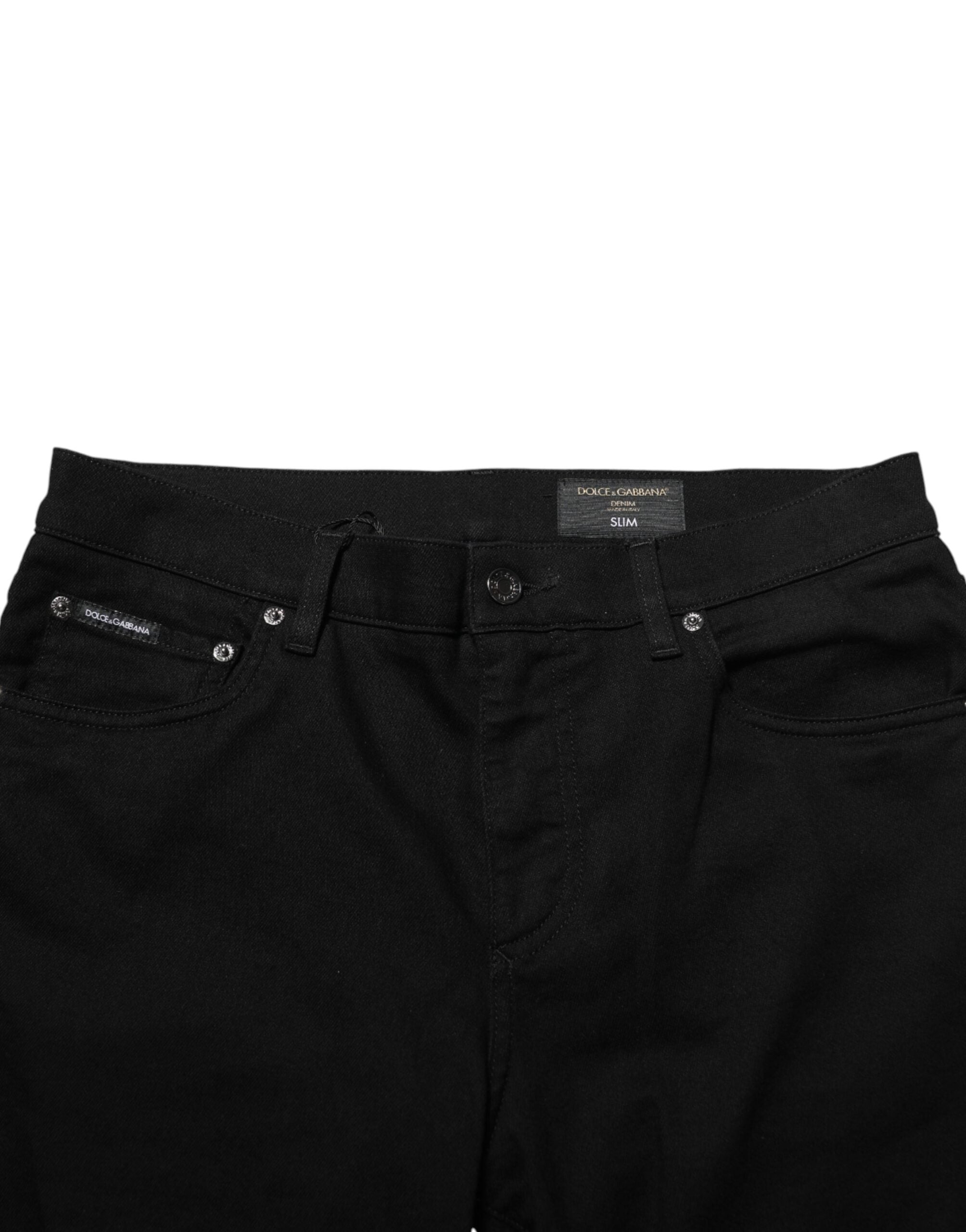 Dolce & Gabbana Black Cotton Stretch Slim Fit Men Denim Men's Jeans