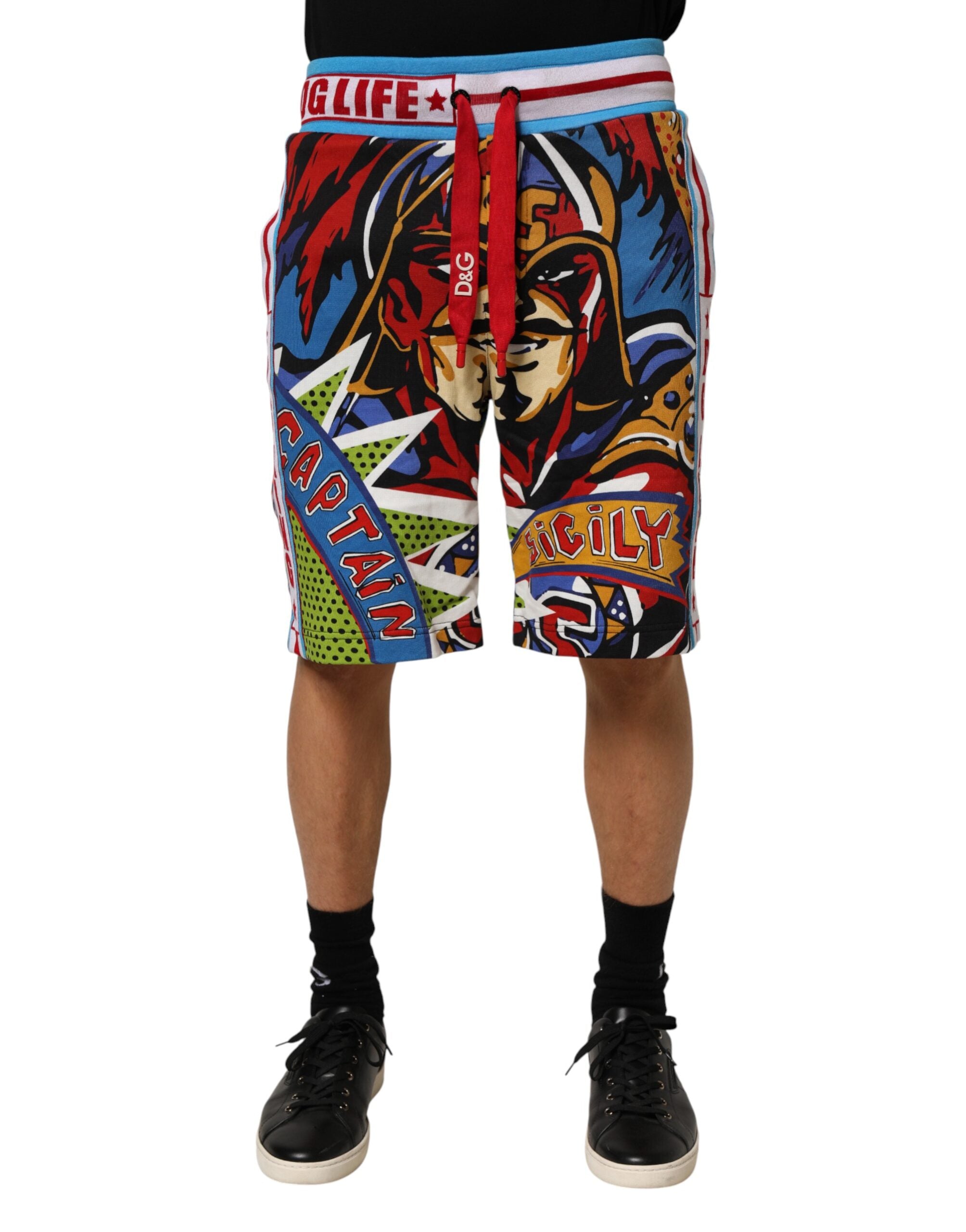 Dolce & Gabbana Multicolor Captain Sicily Men Bermuda Men's Shorts