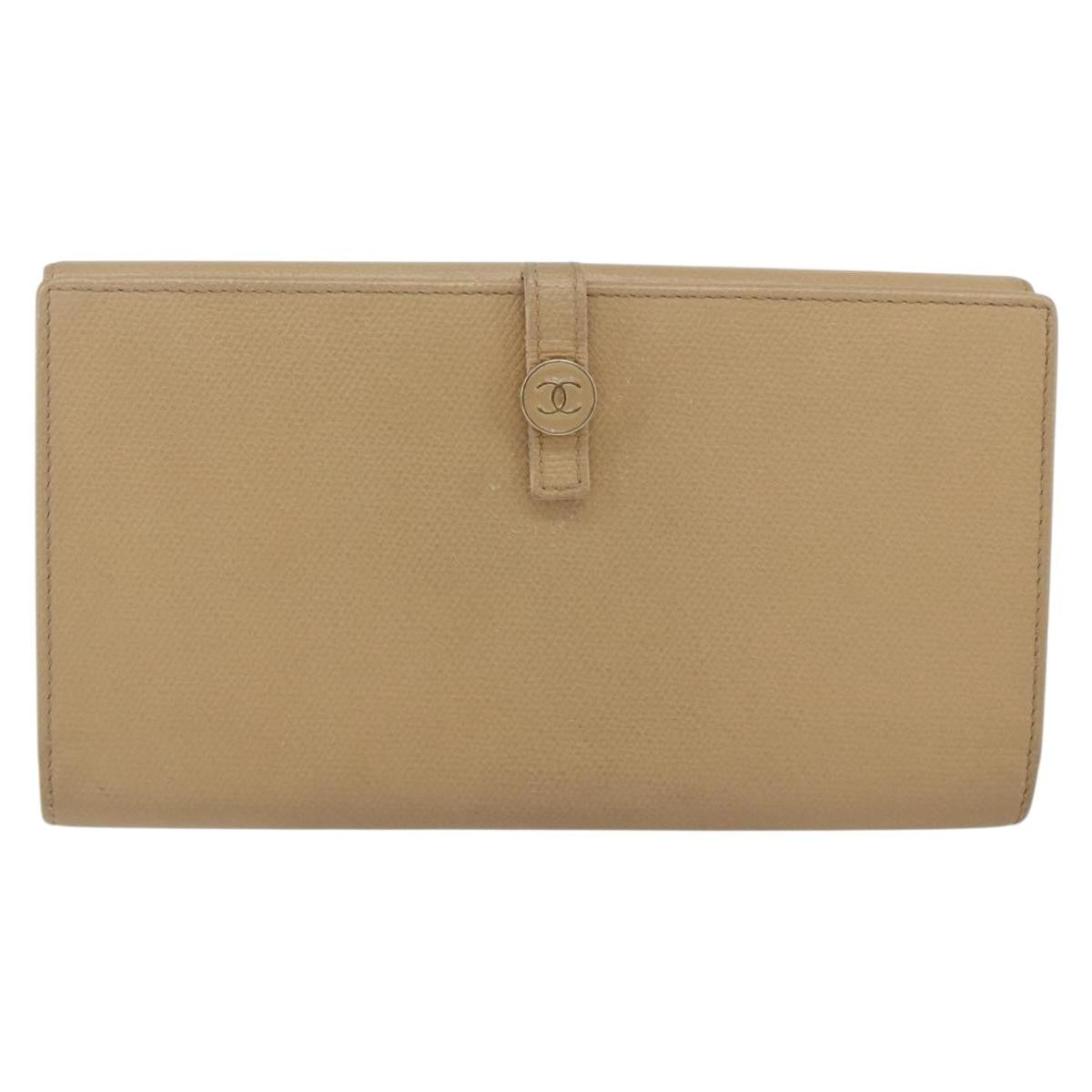 Chanel Coco Bouton Leather Beige Leather Wallets Accessory (Pre-Owned)