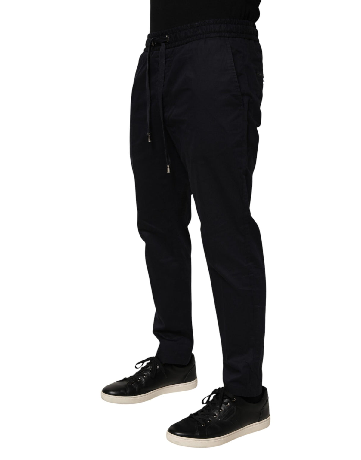 Dolce & Gabbana Black Mid Waist Drawstring Men Jogger Men's Pants (Pre-Owned)