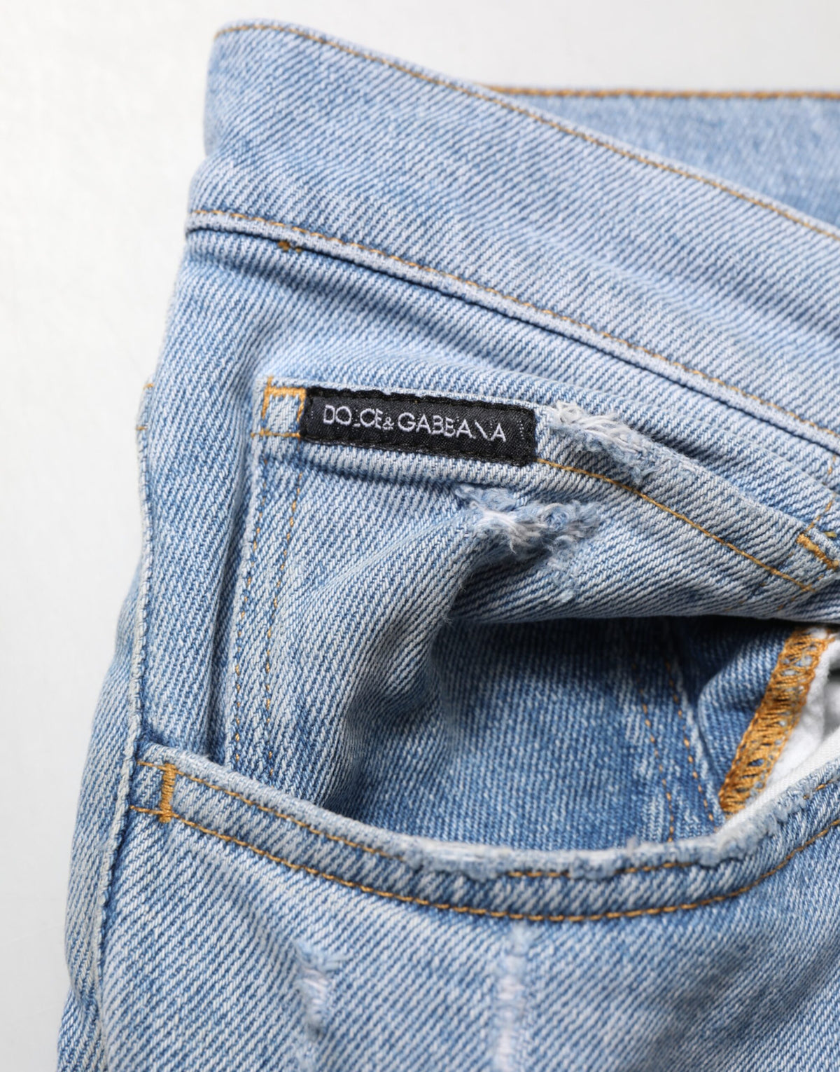 Dolce & Gabbana Blue Cotton Distressed Slim Fit Denim Men's Jeans