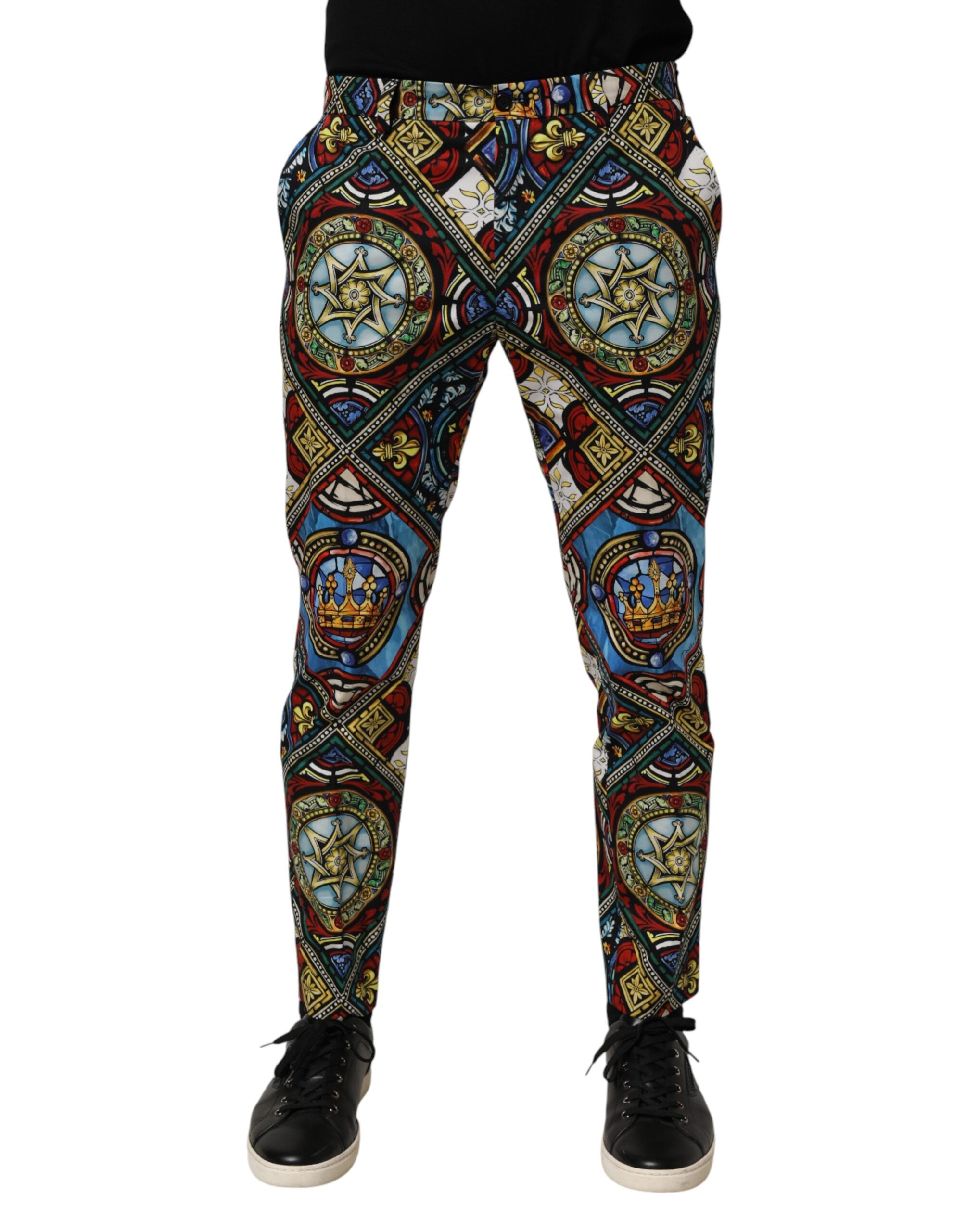 Dolce & Gabbana Multicolor Stained Glass Window Style Print Men Men's Pants