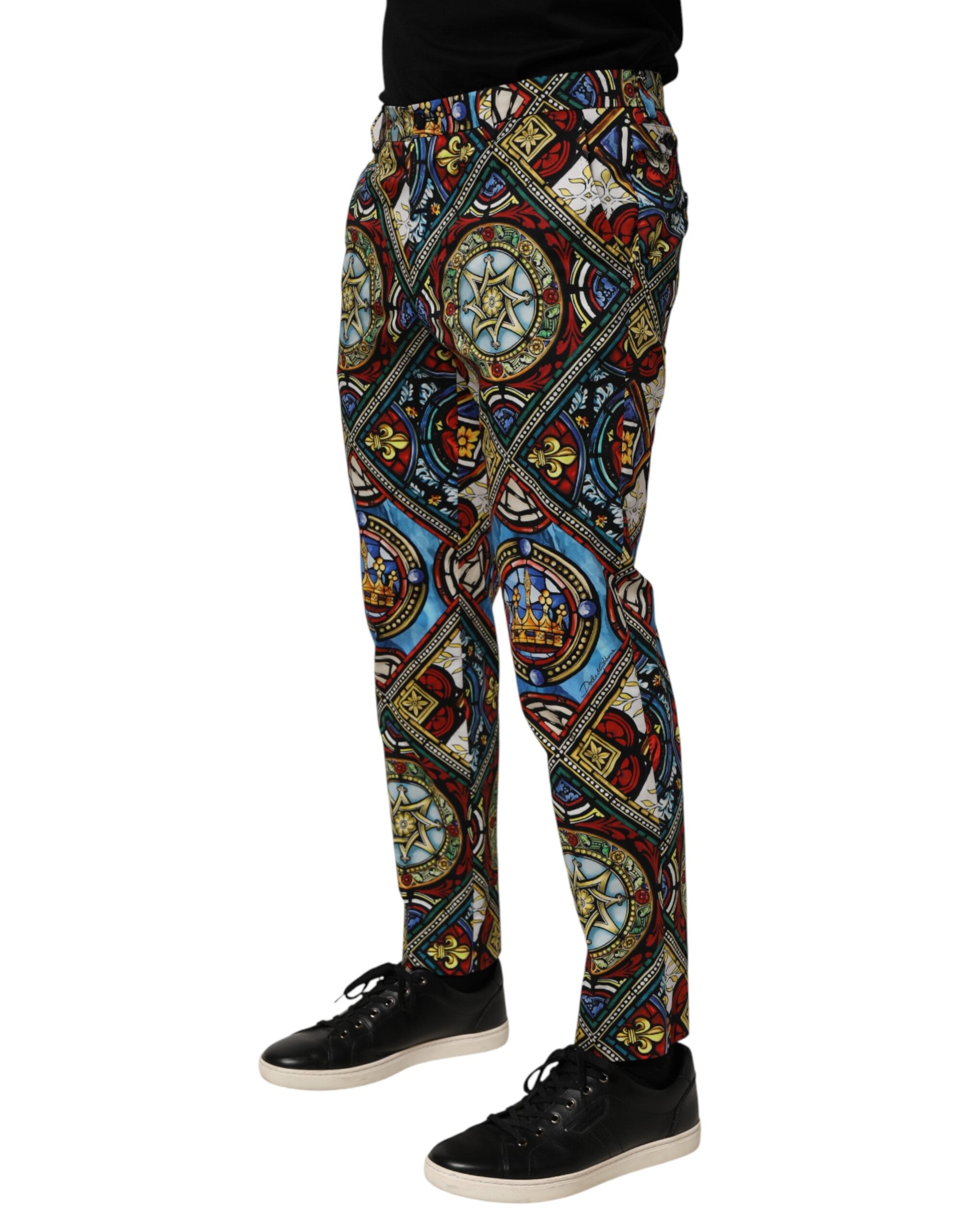 Dolce & Gabbana Multicolor Stained Glass Window Style Print Men Men's Pants