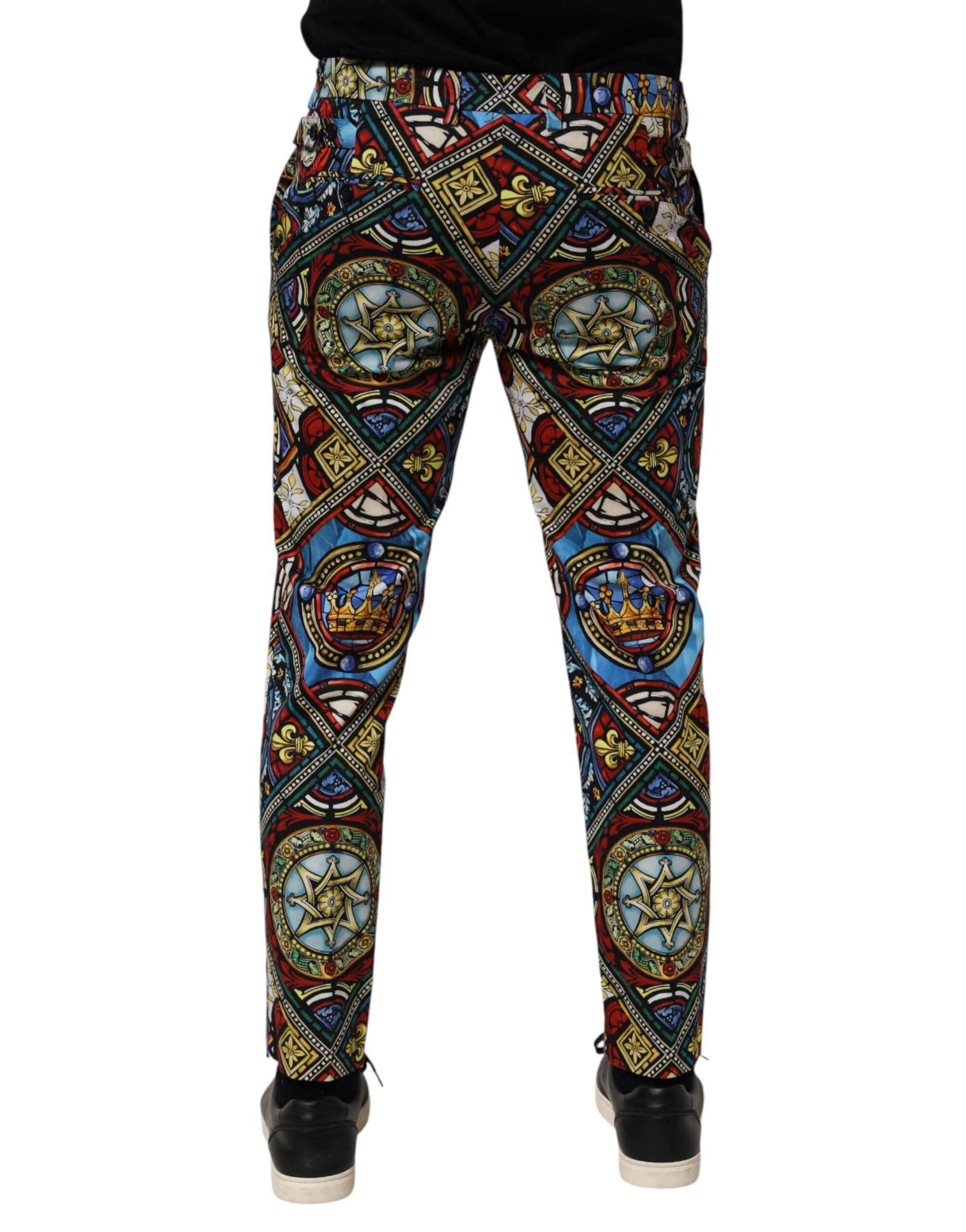 Dolce & Gabbana Multicolor Stained Glass Window Style Print Men Men's Pants