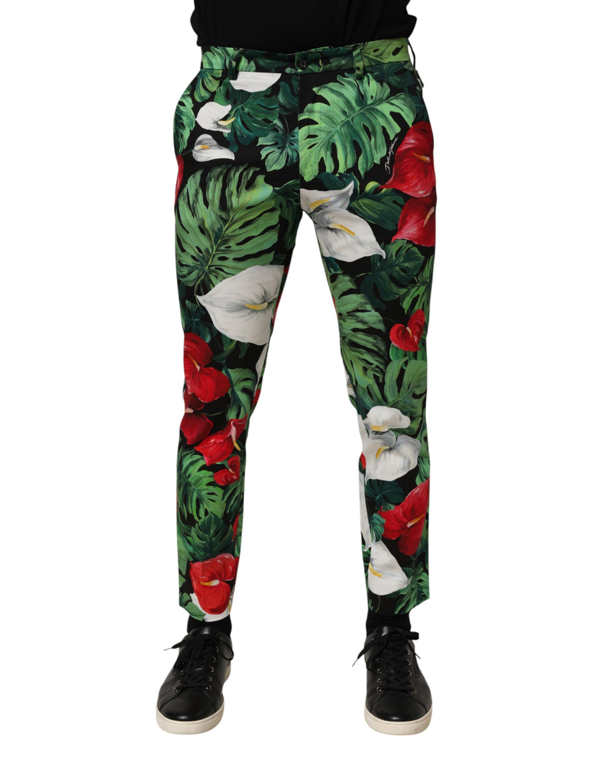 Dolce & Gabbana Multicolor Floral Print Cotton Tapered Men's Pants