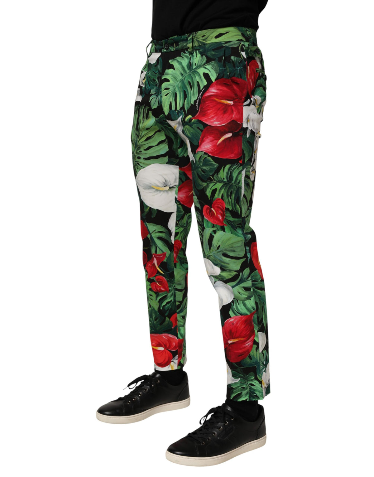Dolce & Gabbana Multicolor Floral Print Cotton Tapered Men's Pants