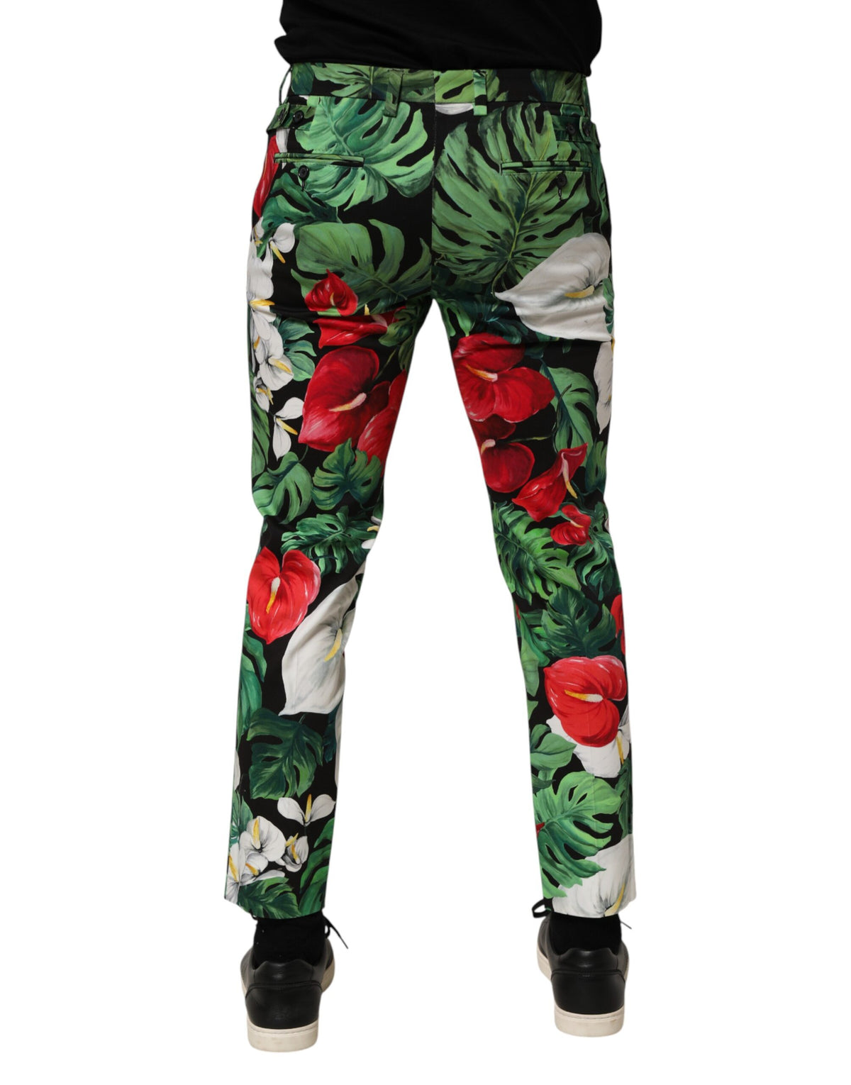 Dolce & Gabbana Multicolor Floral Print Cotton Tapered Men's Pants