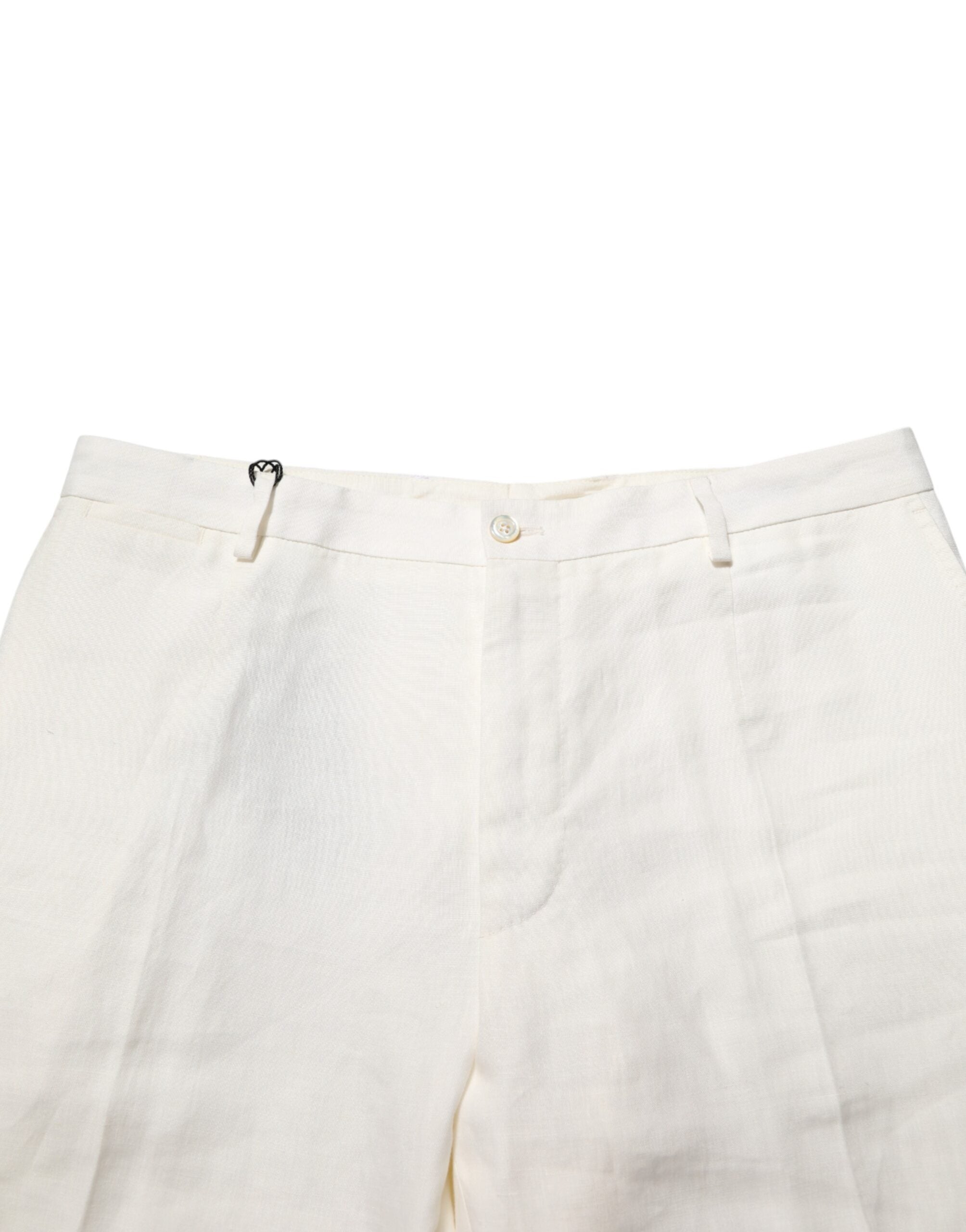 Dolce & Gabbana White Linen Formal Dress Men Trouser Men's Pants (Pre-Owned)