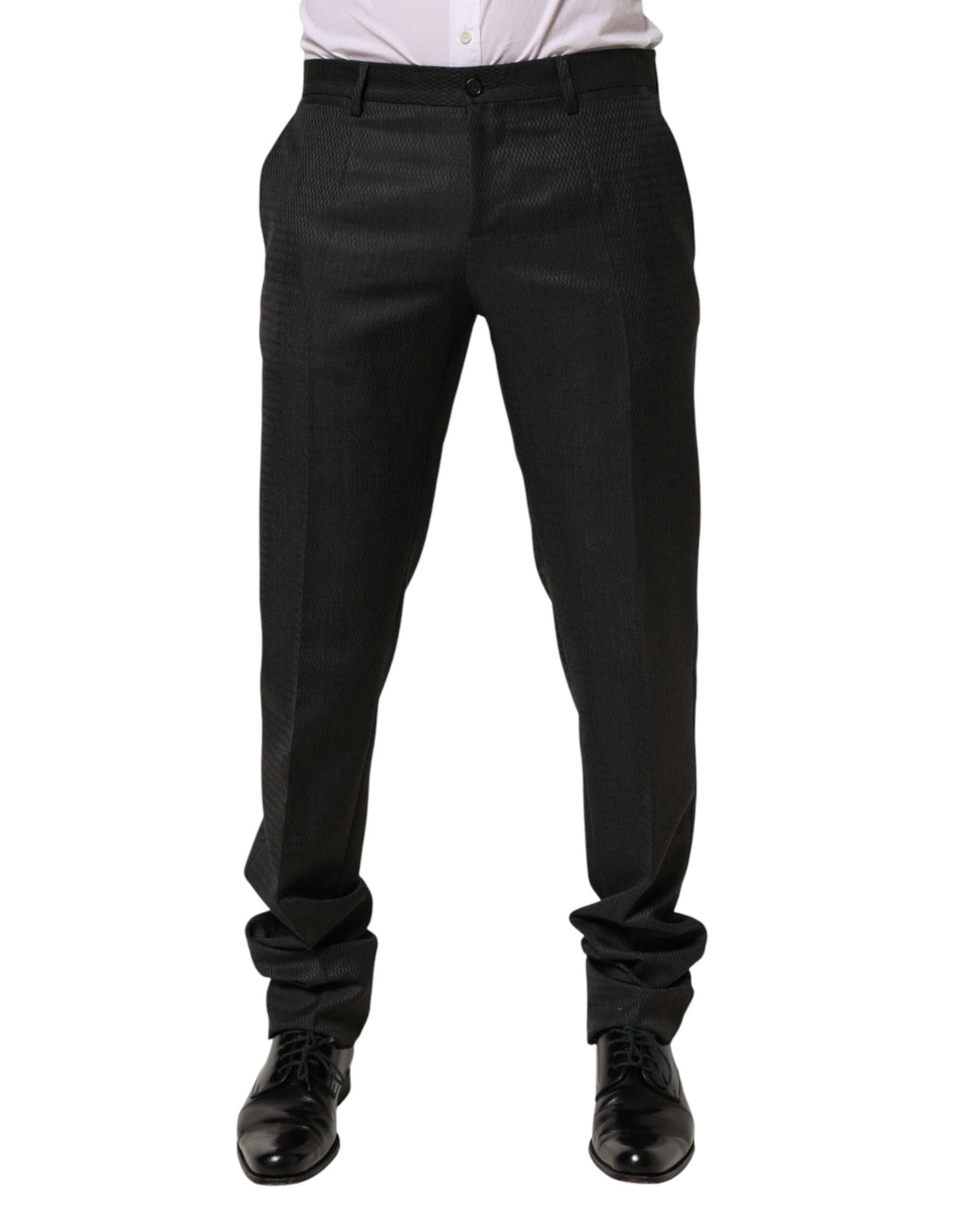 Dolce & Gabbana Black Wool Formal Dress Men Trouser Men's Pants