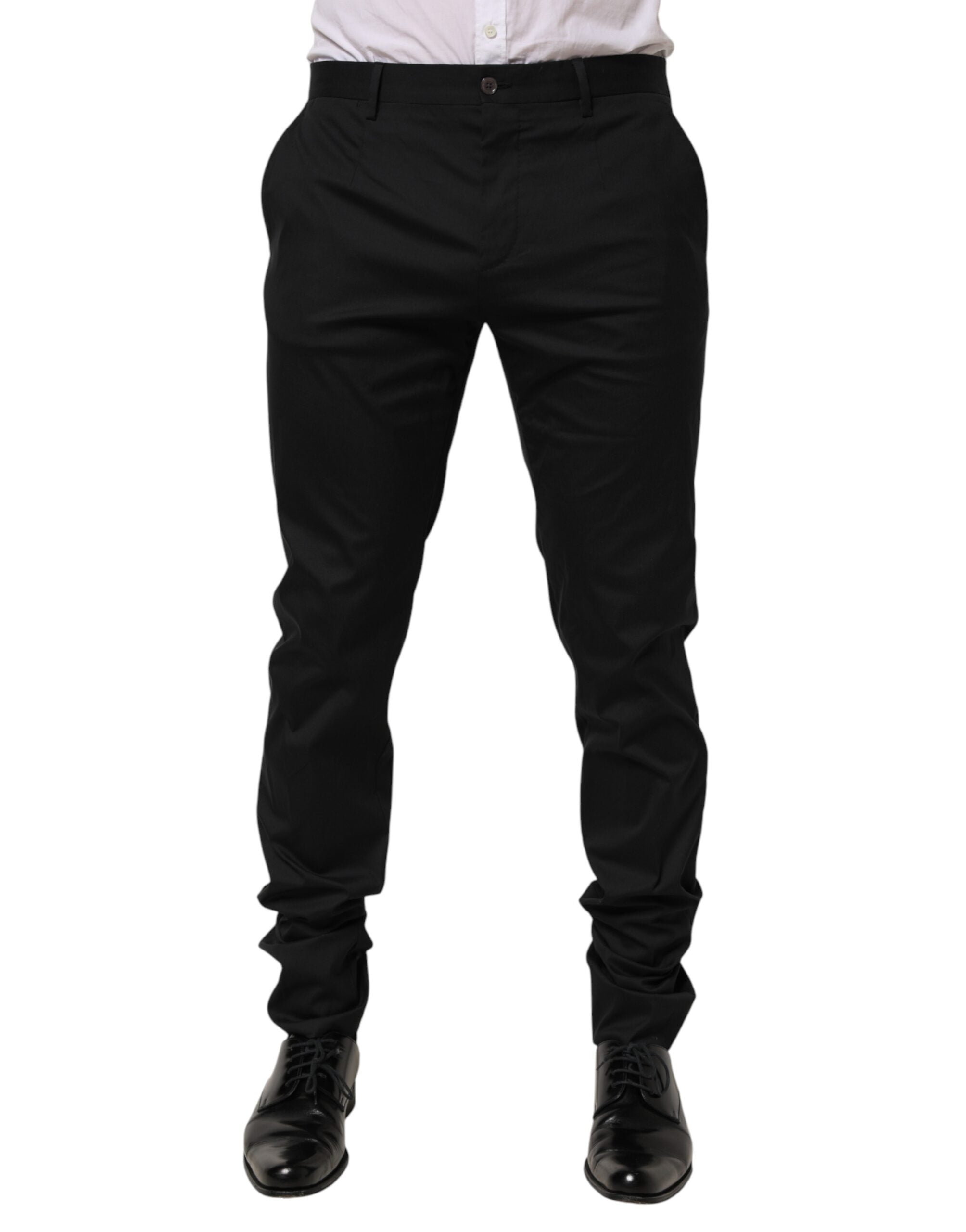 Dolce & Gabbana Black Cotton Formal Dress Men Trouser Men's Pants