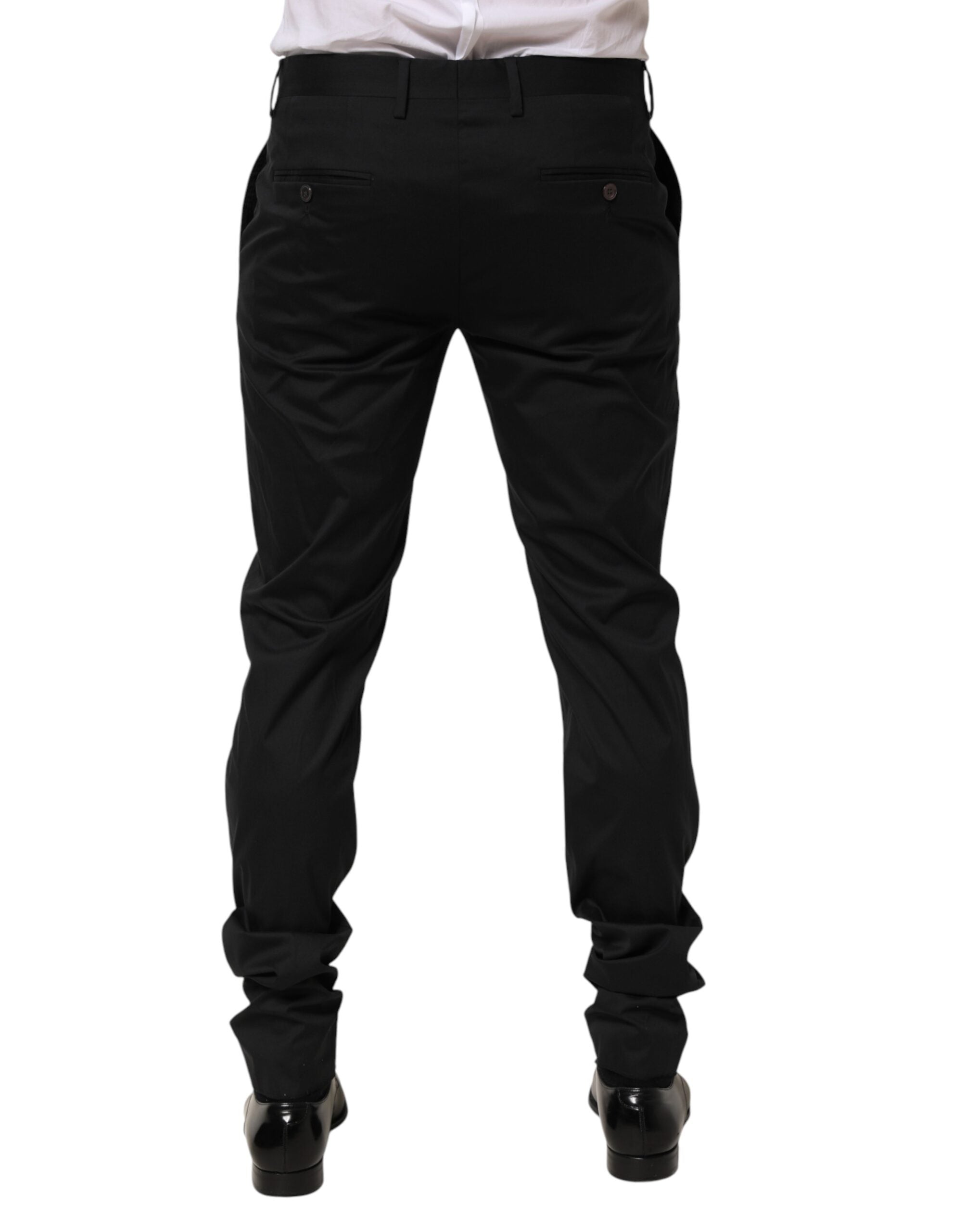 Dolce & Gabbana Black Cotton Formal Dress Men Trouser Men's Pants