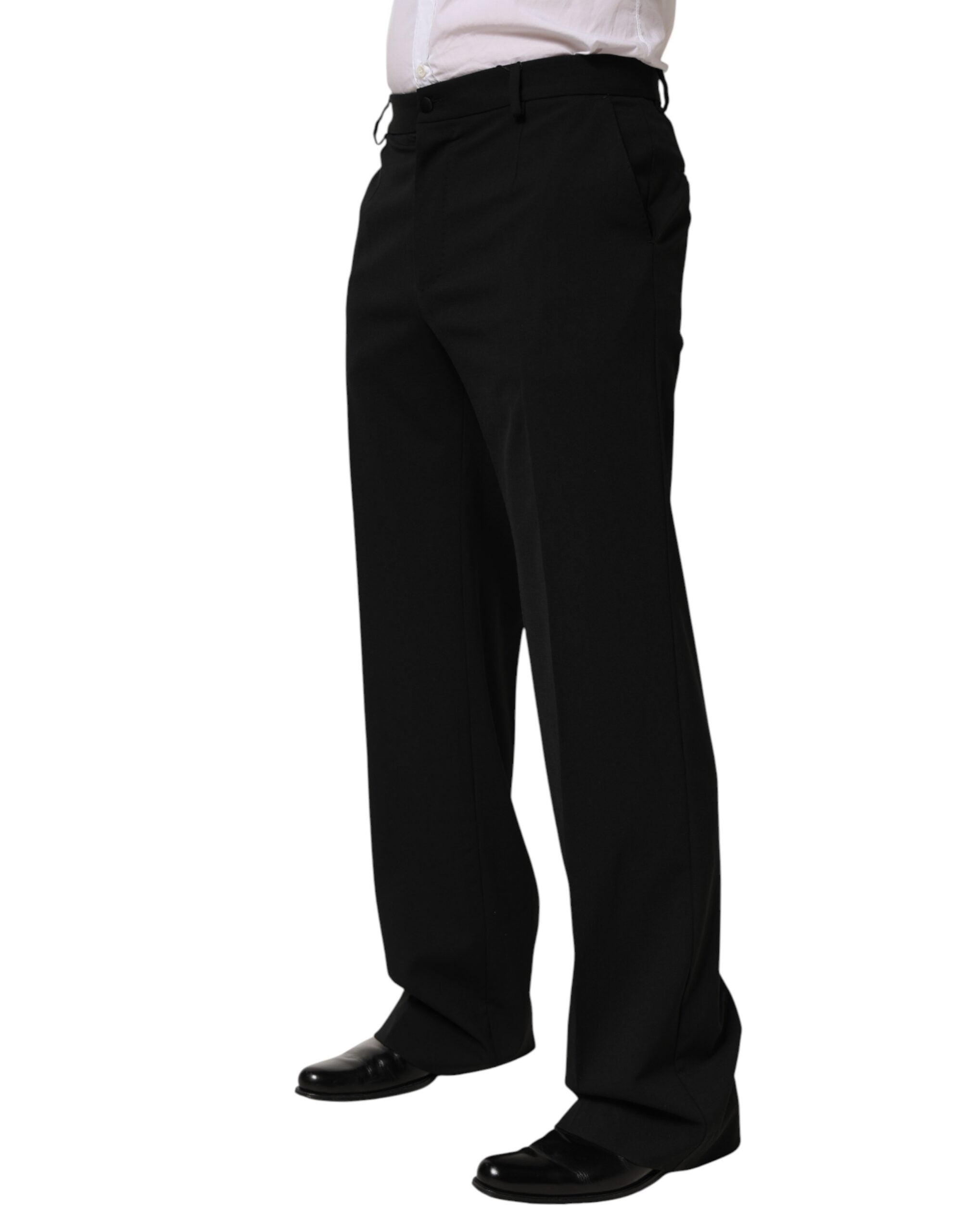 Dolce & Gabbana Black Wool Formal Dress Men Trouser Men's Pants